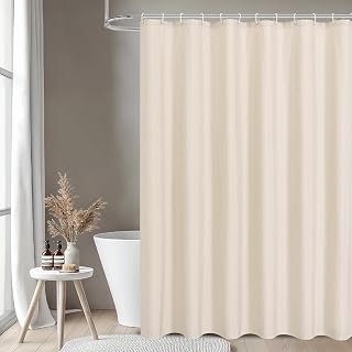 Waterproof Fabric Shower Curtain,No Liner Needed,72x84,Ivory/Cream