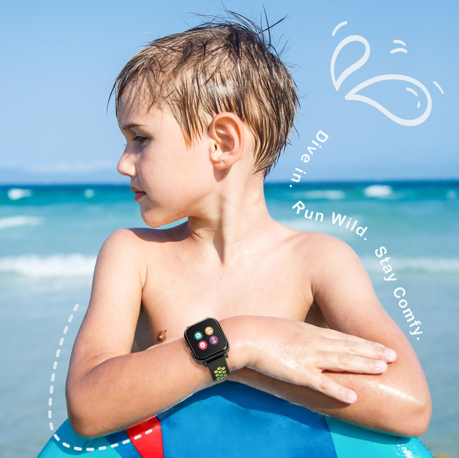 Lot de 3 bracelets de montre Gizmo étanches en silicone pour enfants compatibles avec Gizmo Watch 3 2 1/Gabb Watch 3 2 1/SyncUP/Cosmo JrTrack, bracelets de sport respirants et souples avec trous