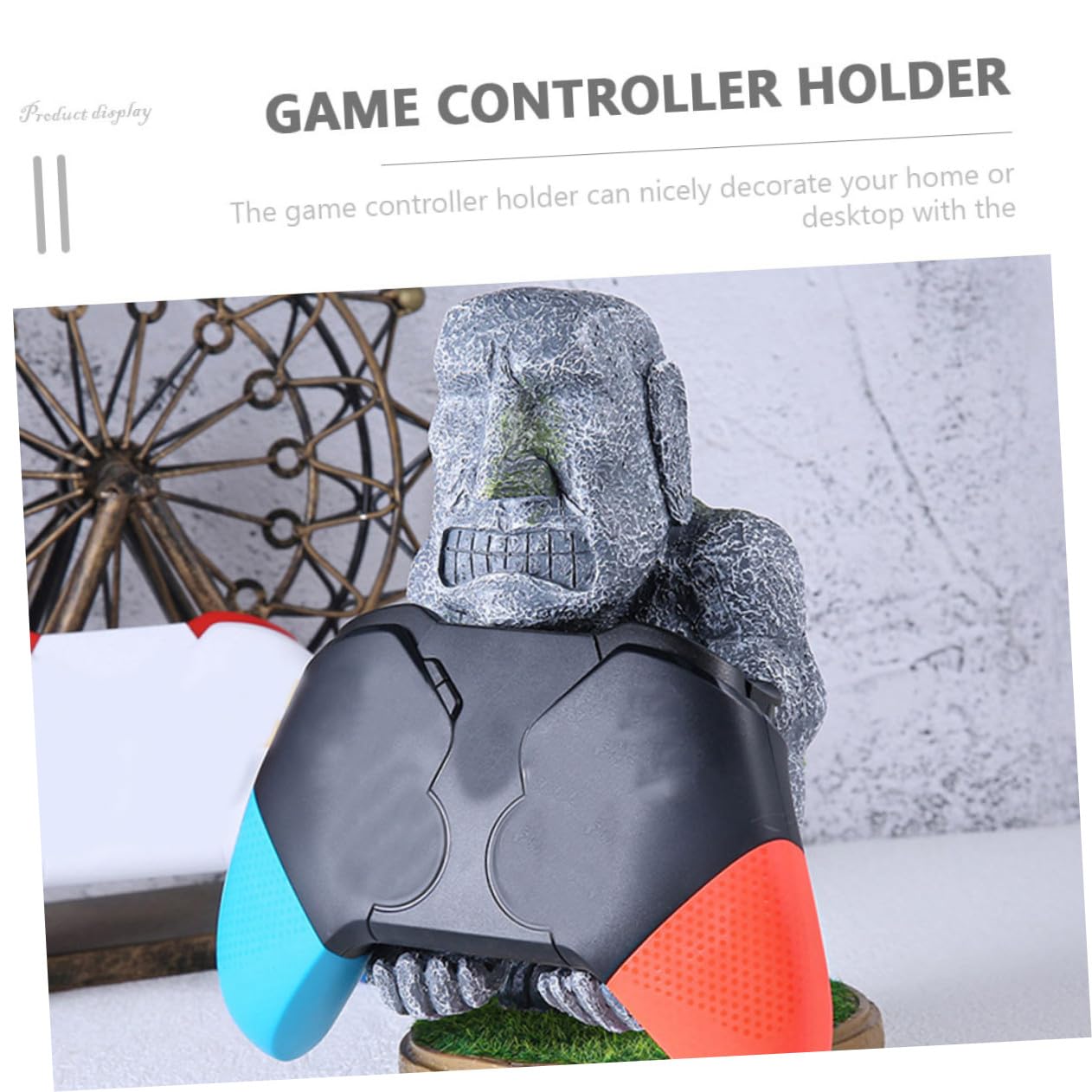 Gatuida Supporto per Controller da Gaming in Resina a Forma di Statua Moai, Design Unico Resistente a Usura e Sbiadimento, per Home e Desktop