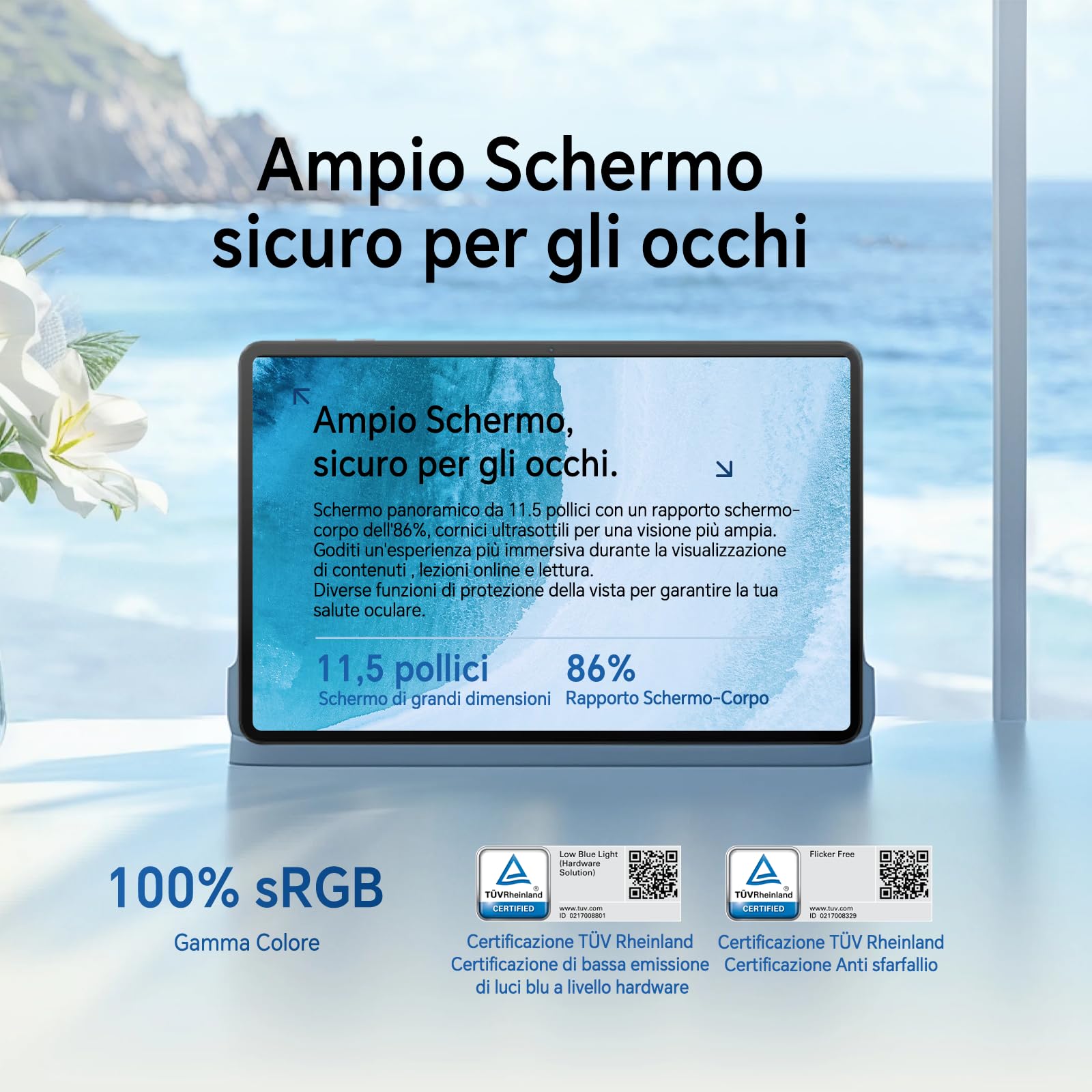 HONOR Pad X9a Tablet 11,5" 2.5K 120Hz, 6GB RAM 128GB, Batteria 8300mAh, 4 Altoparlanti, Snapdragon 685, Android 15, Tablet per Studenti e Famiglia, Corpo in Metallo, Grigio