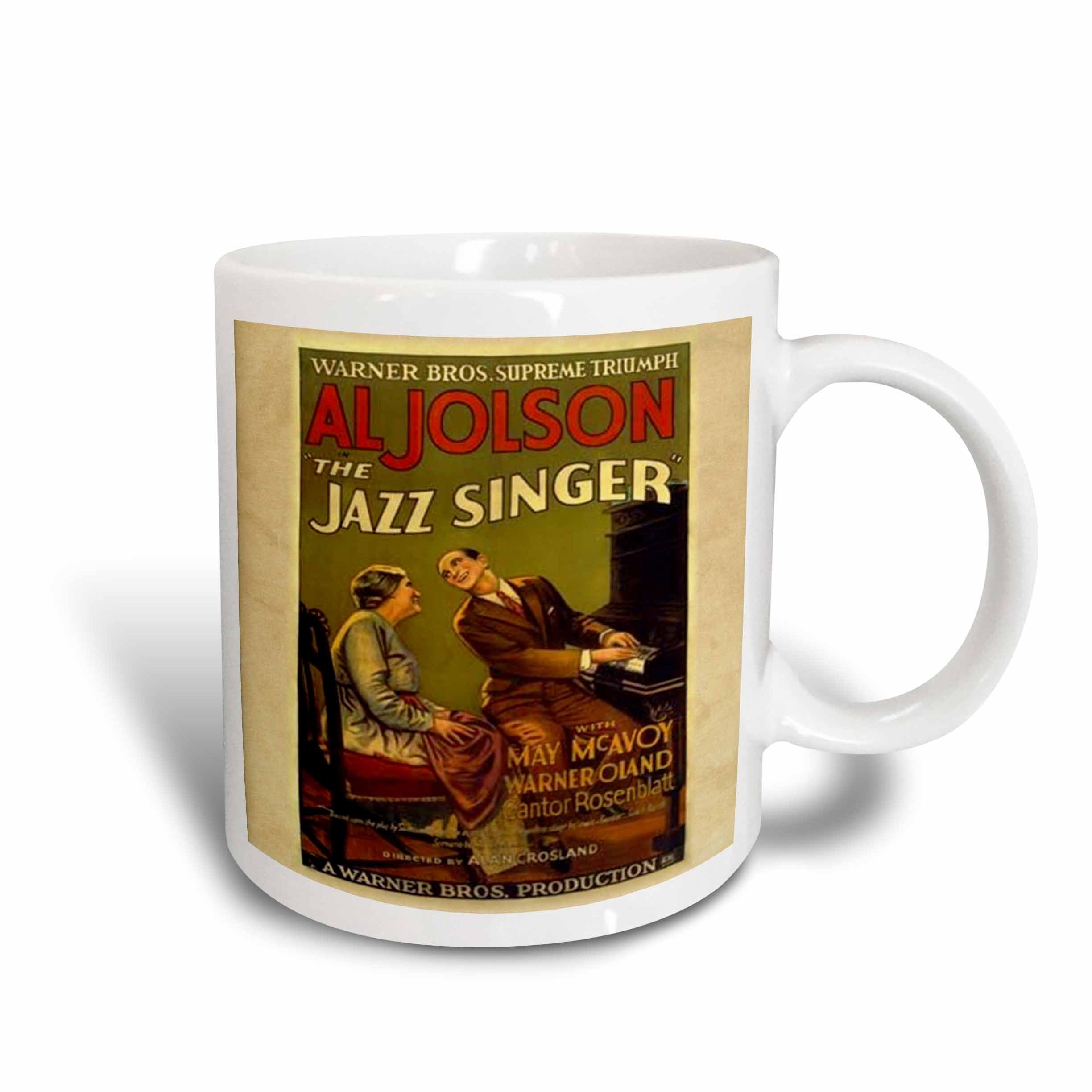 3dRose Image of Ad for Jazz Singer with Al Jolson Ceramic Mug, 15 oz, White, 11.43 x 8.45 x 12.7 cm