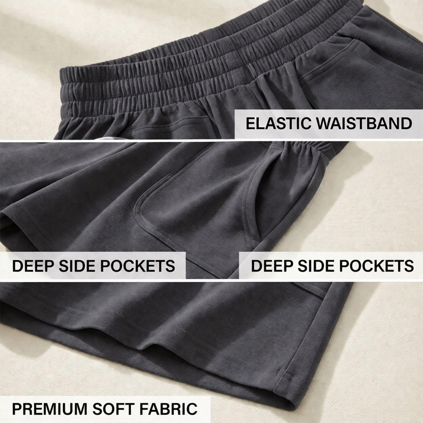 Pantalones cortos casuales para mujer, cómodos pantalones cortos deportivos con bolsillos — view 4