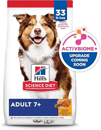 Vista 17 de Hill's Science Diet Adult 7+, Senior Adult 7+ Premium Nutrition, alimento seco para perros, pollo, arroz integral y cebada, bolsa de 15 libras