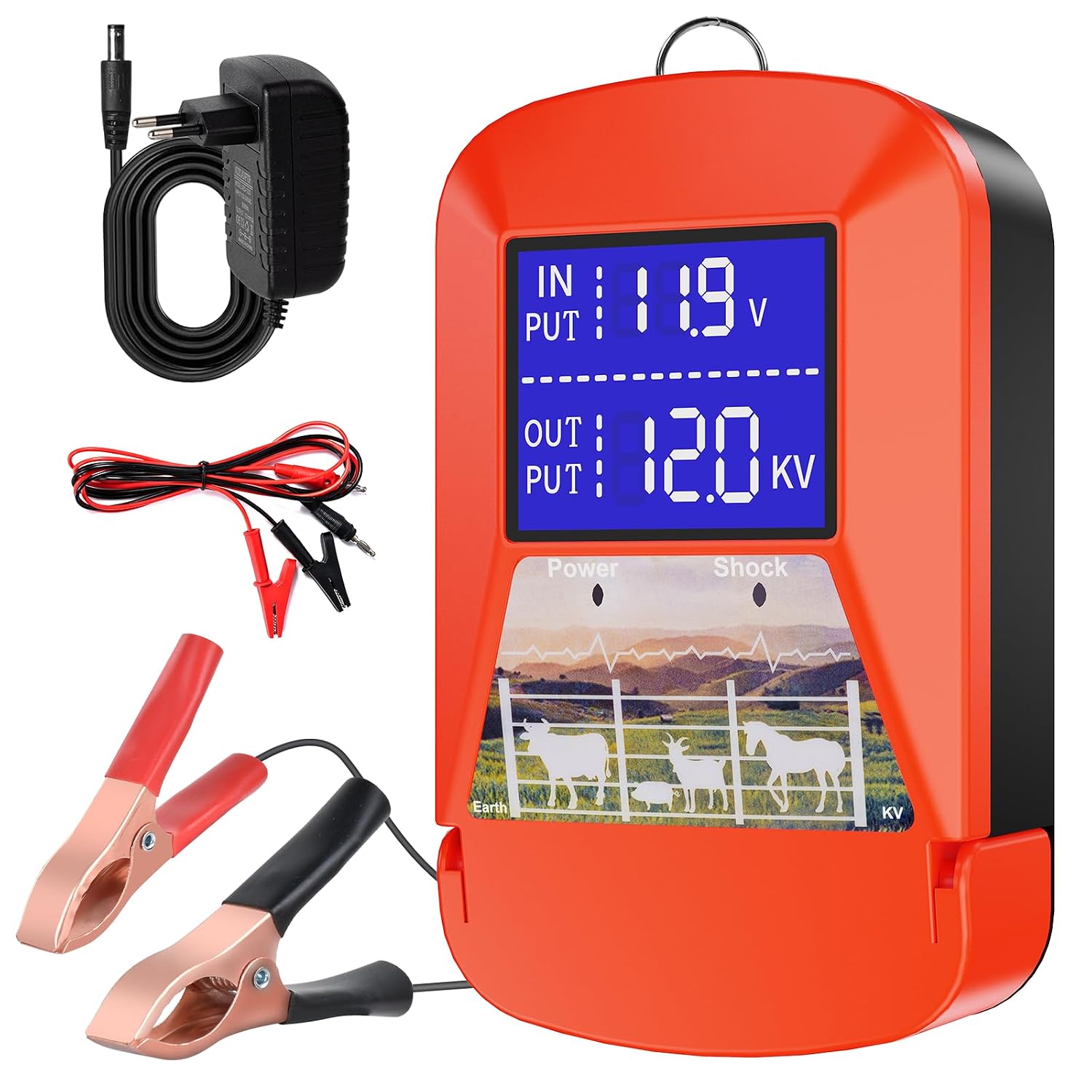 24KM Weidezaungerät, Großes LED-Display, 3,0-J-Wasserdicht Z