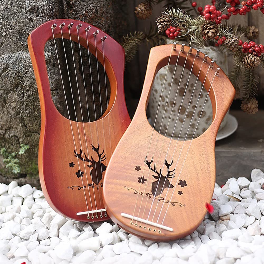 Lyre à 7 cordes en bois avec sac de transport et accessoires Style B