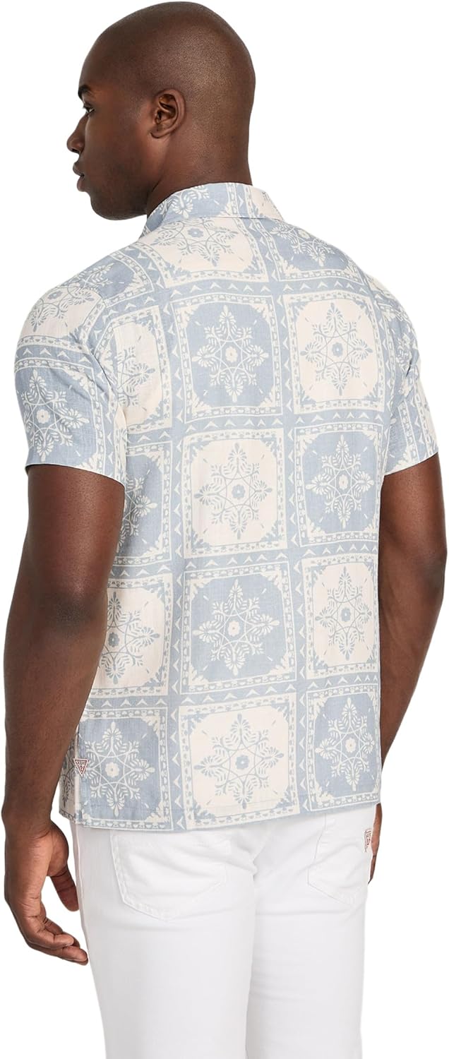 GUESS Mens Eco Short Sleeve Mosley Tile Print Shirt - Image 5