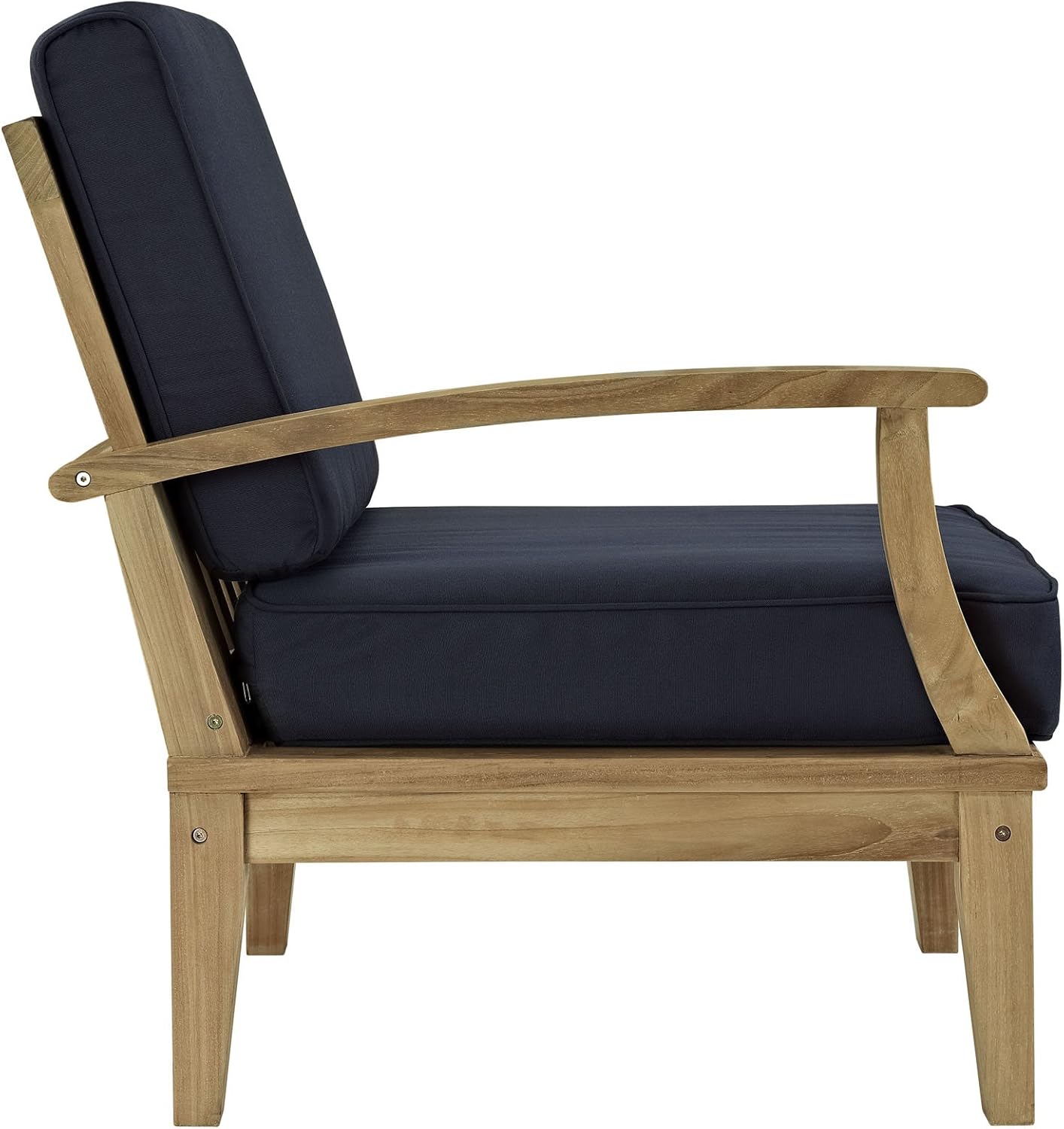 Modway Marina Premium Grade A Teak Wood Outdoor Patio Left-Facing Sofa in Natural Navy