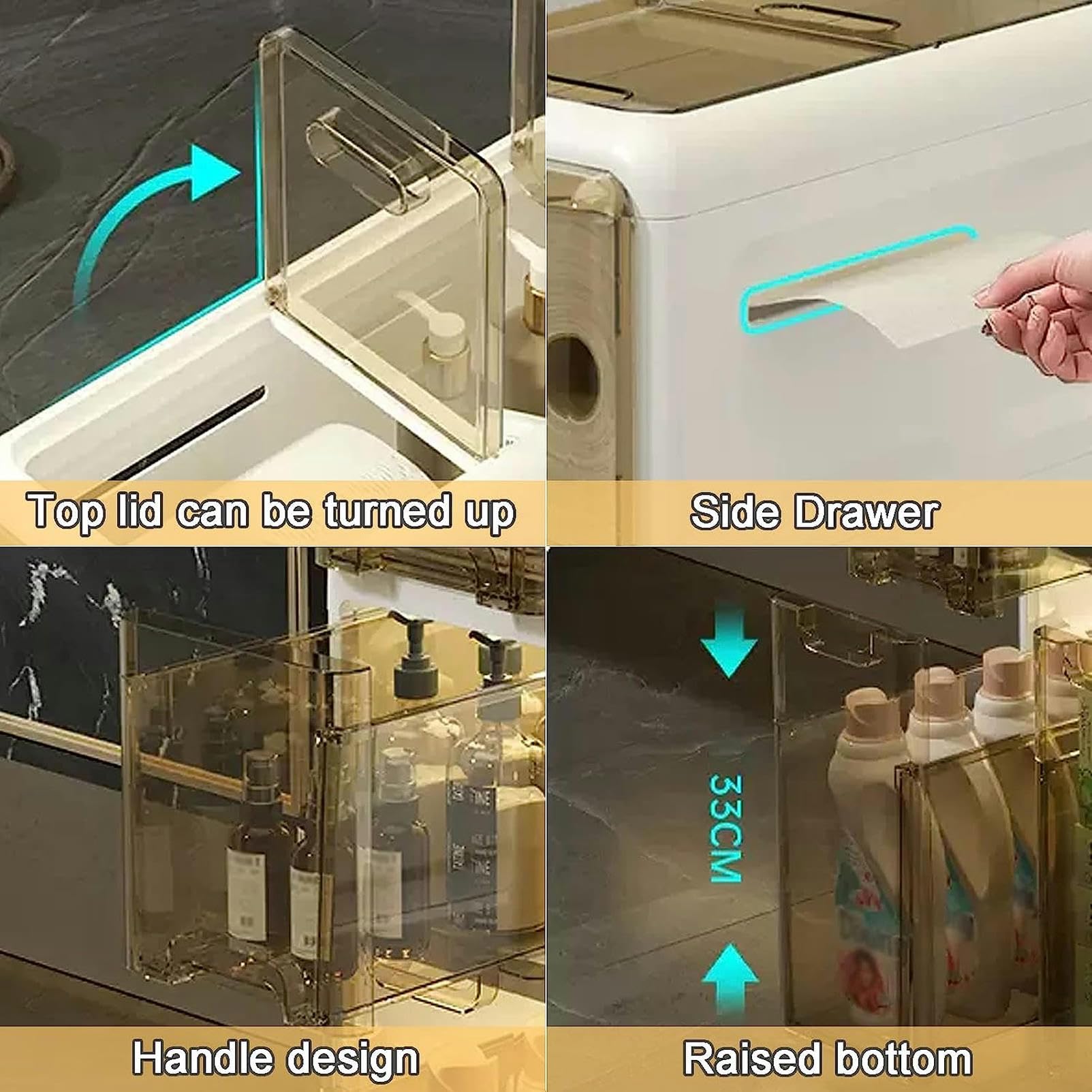 Cassettiera impilabile per bagno, camera da letto, cucina, corridoio, piccolo mobile ad angolo autoportante alto con cassetti (bianco)