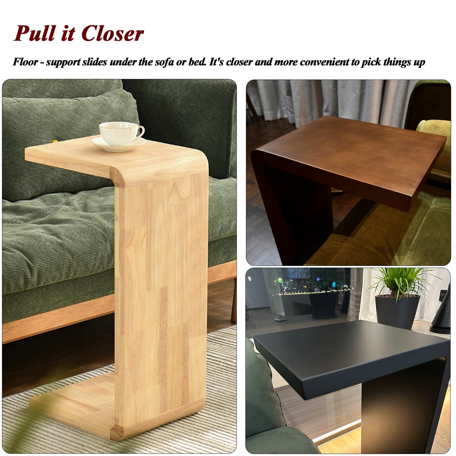 Amazon.com: TTYXSUEPT C-Shaped Side Table, Solid Wood End Table