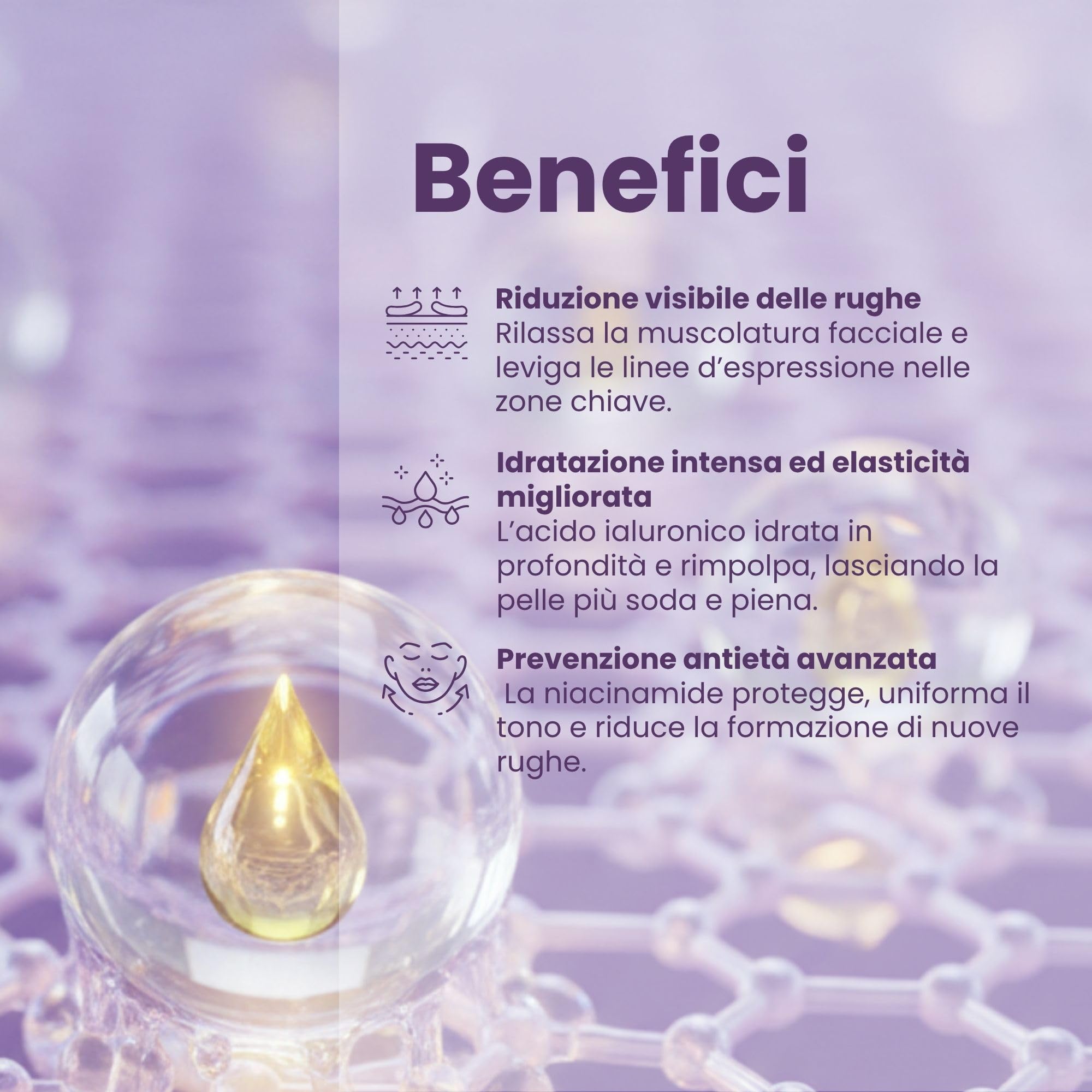 LALUZ by Lourdes Moreno | Siero Viso Acido Ialuronico Antirughe | Effetto B-TOX con Argireline® 10% e Niacinamide | Lifting Anti Età | Per Donna | 30 ml