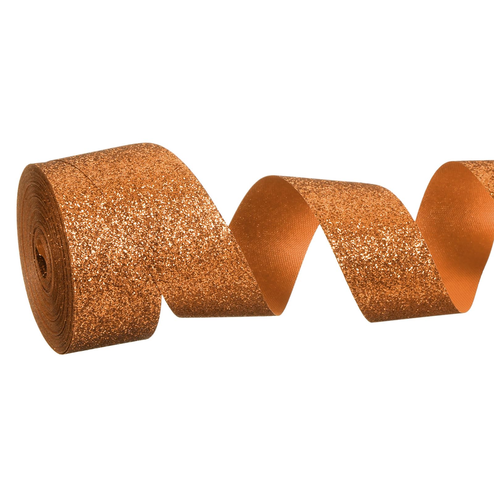 PATIKIL Metallic Glitter Ribbon Roll, 25mm x 9m Sparkly Ribbon Single Sided Cut Edge Gift Wrapping Fabric Rolls for DIY Crafts Wedding Bouquet Party Christmas Decor, Brown