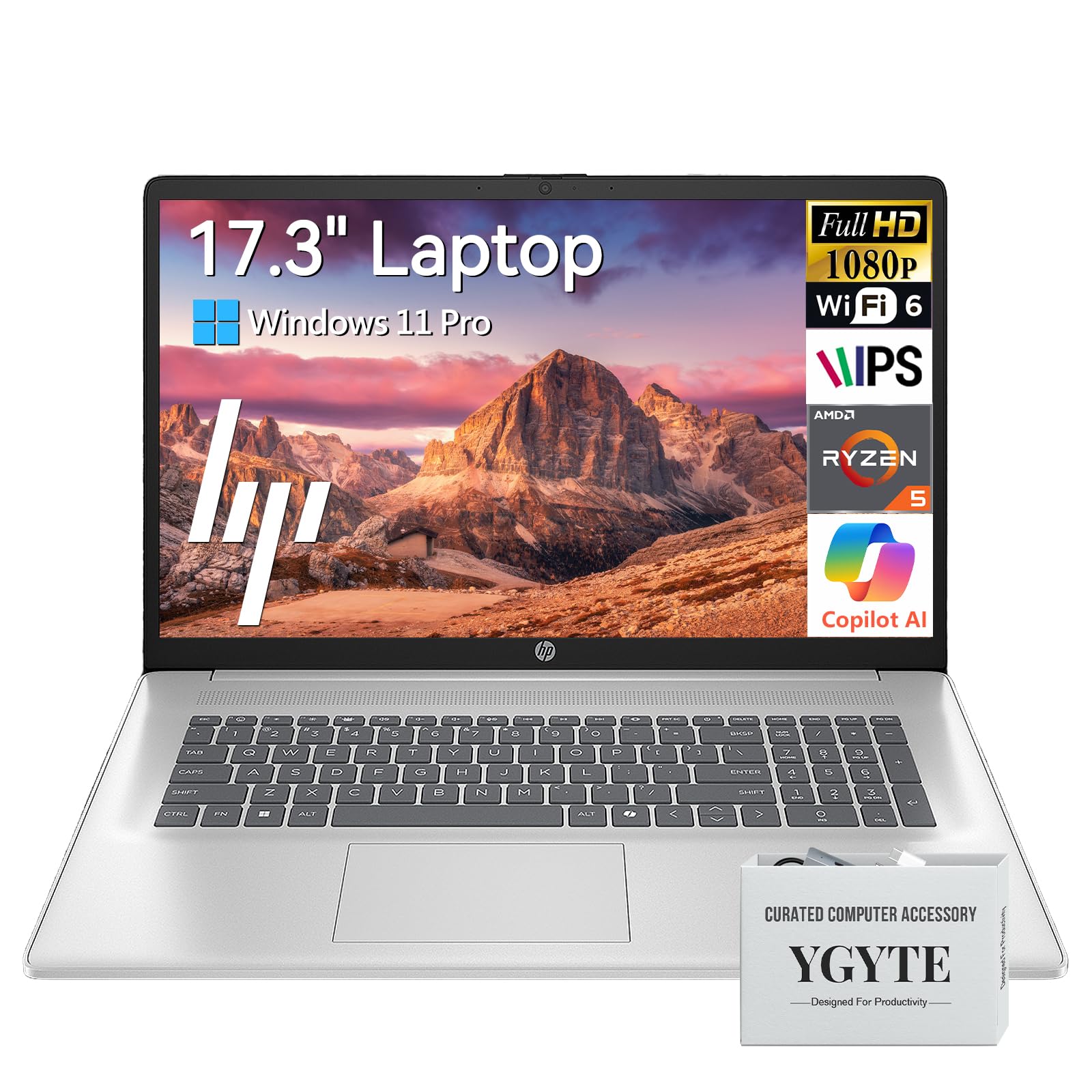 HP 17 Inch Laptop, 17.3" FHD IPS Display, AMD Ryzen 5, 32GB RAM, 1TB SSD