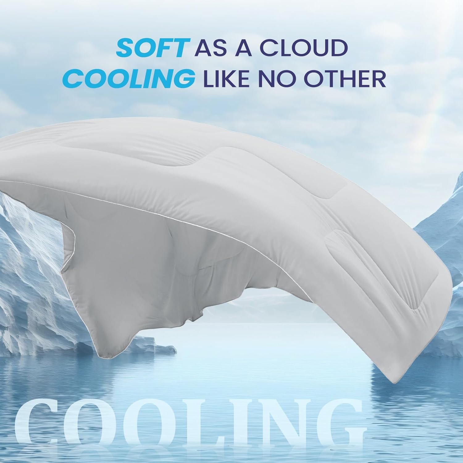 Cooling Comforter King Size, Cooling Blankets for Hot Sleepers, Lightweight Comforter 106" x 90", Light Grey - Image 4