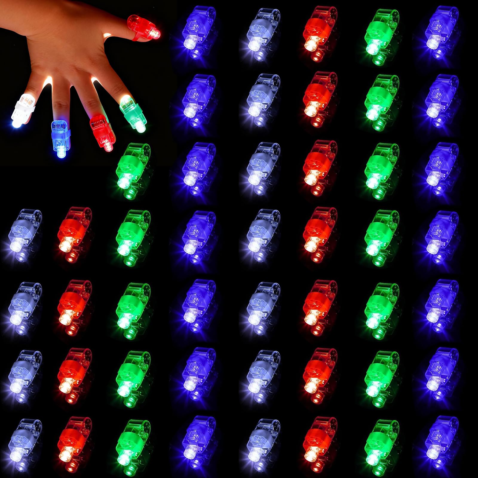 HhBdy 48 Pezzi Luci da Dito, Giocattoli Illuminati a LED Multicolore Bastoncini Luminosi Divertente Addobbi di Carnevale Luminoso per Matrimoni Festival Musicali Feste di Compleanno