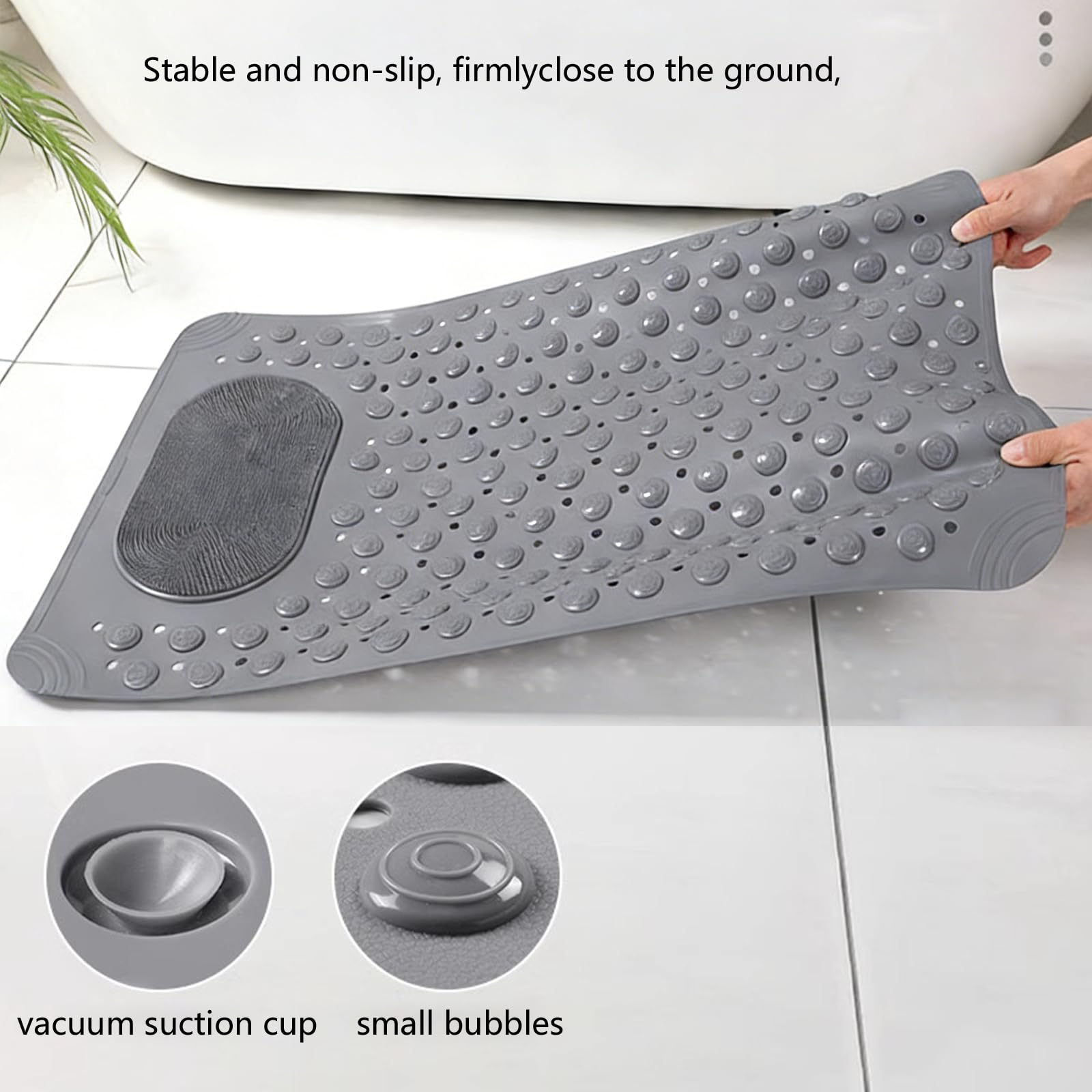 Tapis de bain en PVC antidérapant avec trous de drainage et base antidérapante pour zone humide