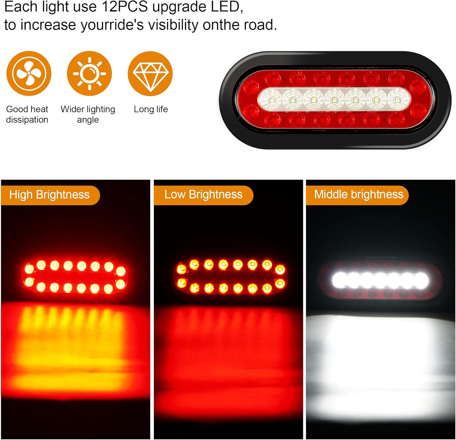 LED Trailer Tail Lights - 23 LED 12V Waterproof Brake & Turn Signal Lamp for Trucks, Trailers, RVs, Boats (Easy Surface Mount Replacement) (4)