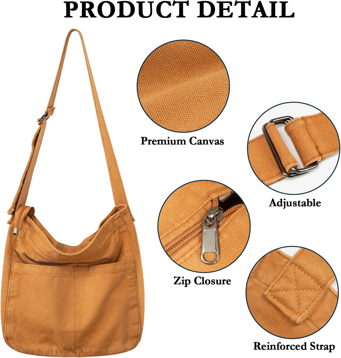 Etercycle Canvas Tote Bag for Women, Large Crossbody Hobo Bag Casual Shoulder Bag Shopping Handbags Messenger Bags (Brown) - Image 5