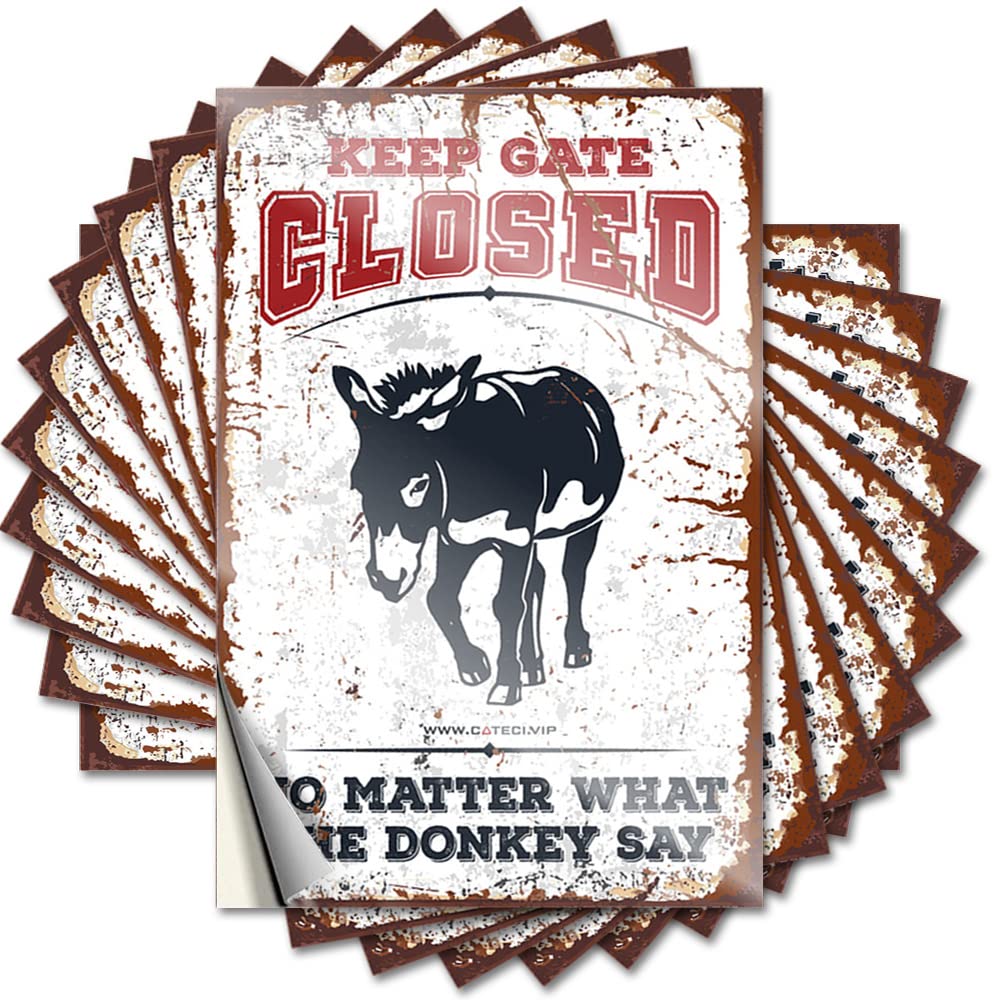 Saying - Golden Nice Keep Gate Closed No Matter What The Donkey Say for Truck Front Door Decorations(6X9CM)