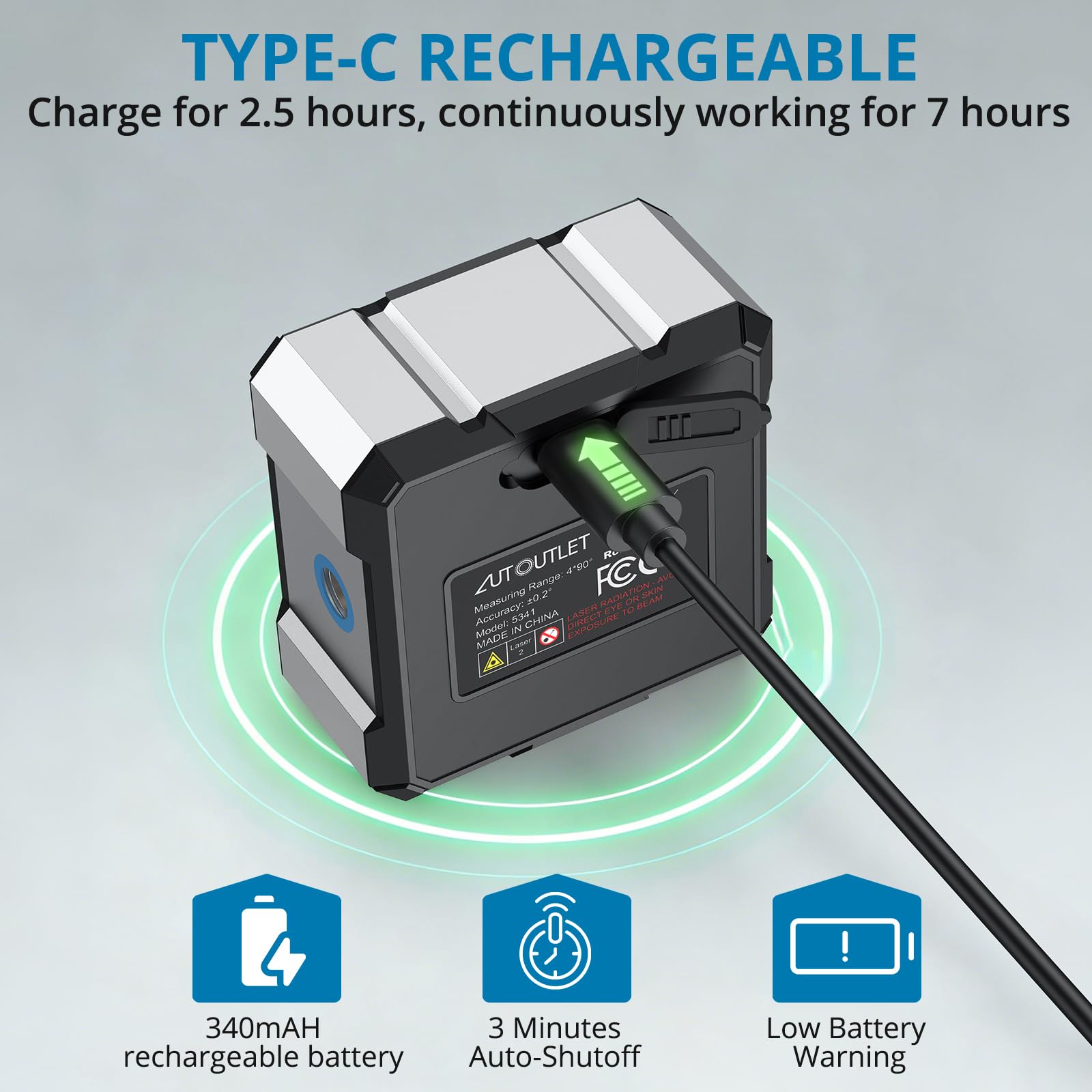 AUTOUTLET Inclinómetro Digital con laser 4x4 Buscador de Ángulos 4 * 90 ° Indicador de Bisel, Inclinómetro con Luz de Fondo Magnética, IP54 Impermeable Caja de Nivel Digital
