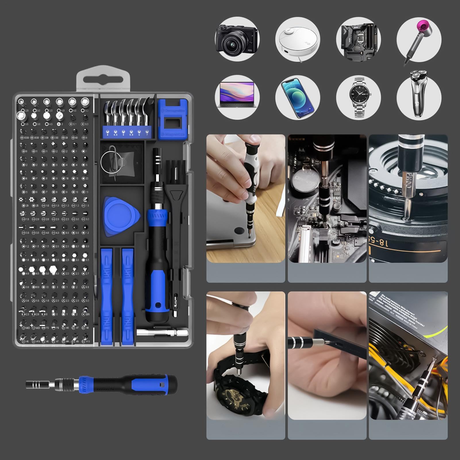 Set di Cacciaviti di Precisione 160 in 1 Kit Portatile per Riparazioni con | Cacciavite di Precisione per Riparazioni Domestiche Per Telefoni Orologi Occhiali Laptop Dispositivi Elettronici Offici