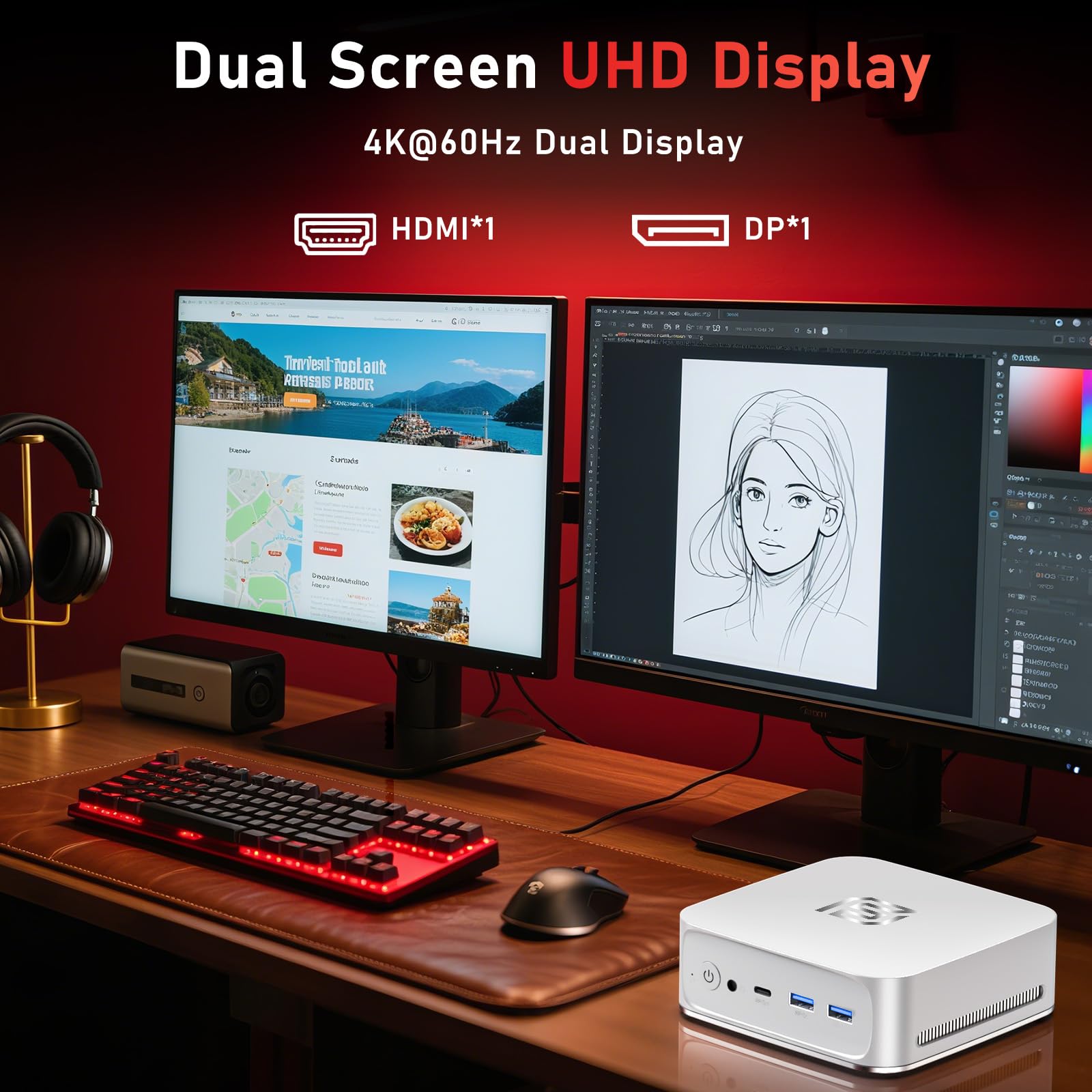 NAIKLULU Mini PC Win 11 Pro, 16 GB RAM 512 GB SSD N95 (da 1,0 a 3,4 GHz) Mini PC Desktop 2025, Micro Desktop Supporta schermi 4K, PD/Tipo-C/USB 3.2/RJ45(Gigabit Ethernet)