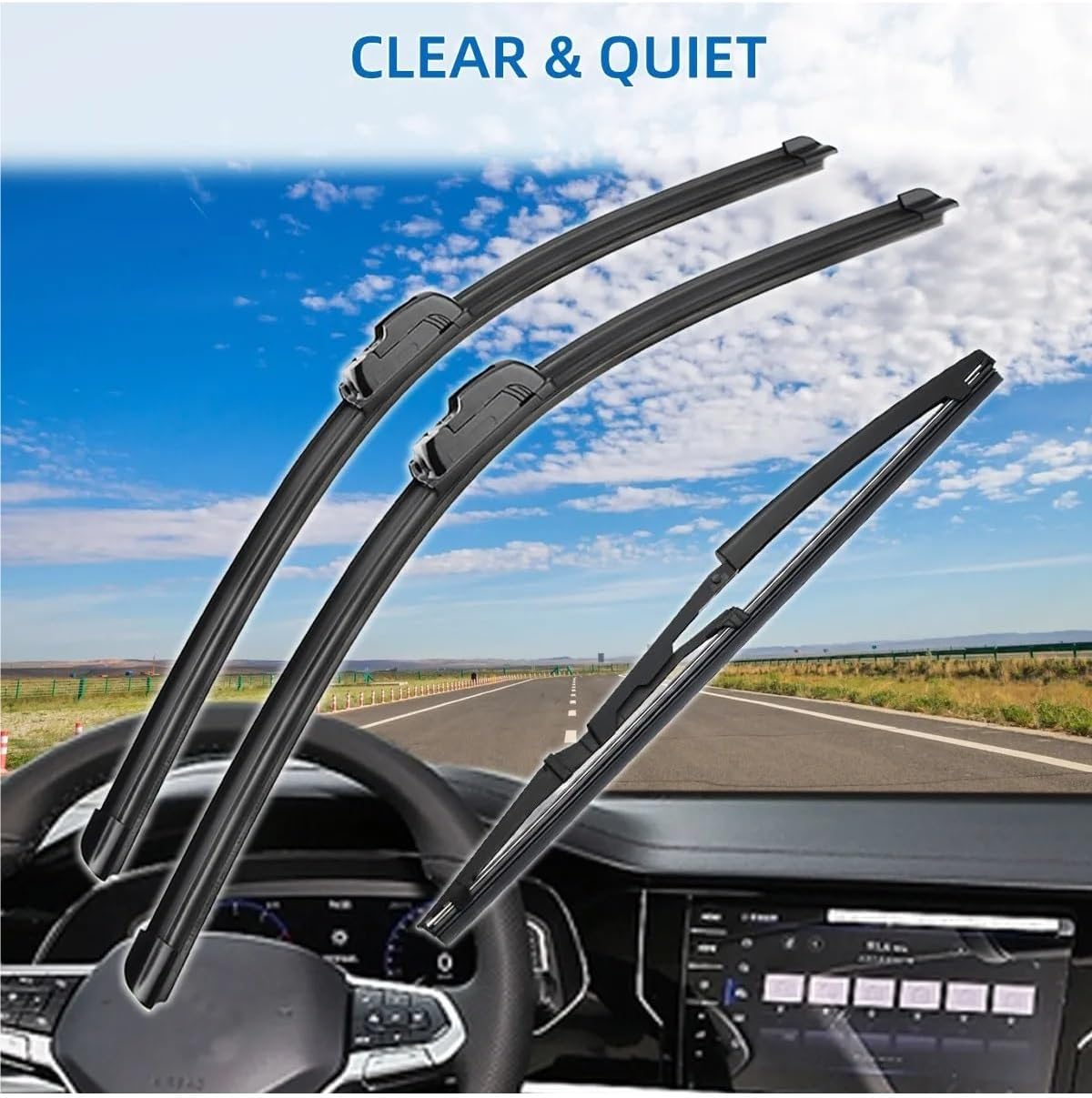 For Panda 169 2003 2004 2005 2006 2007 2008 2009-2012 22"+16"+13" Front Rear Windshield Wiper Blade Accessories Window 3pcs
