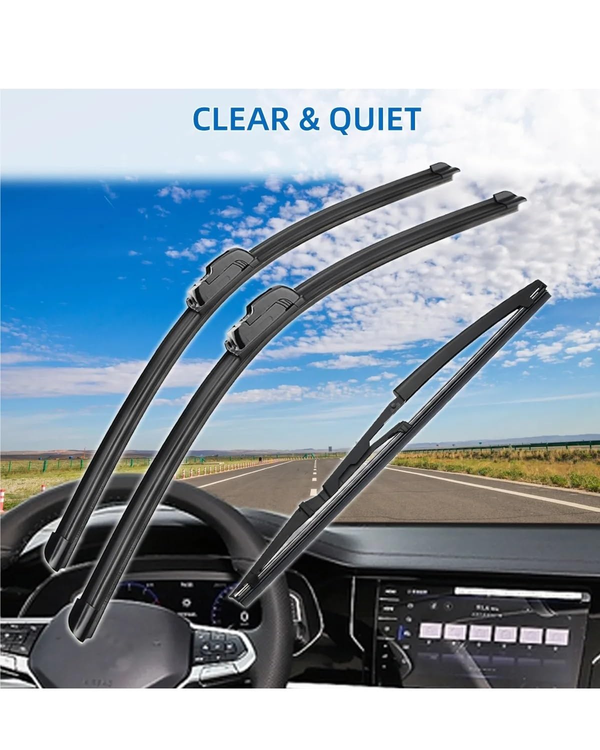 Tergicristalli Auto per Fiat Panda (2003-2012) - Set di 3 Spazzole (Anteriore + Posteriore) - Alta Visibilità e Silenziosità - Dimensioni 22"/16"/13" - Facile Installazione