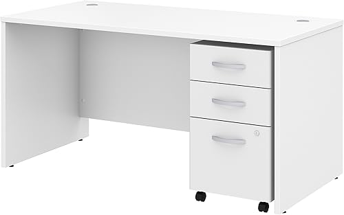 Miniatura 39 de Bush Business Muebles stc013sg Studio C computadora y archivo, 72" x 30," Storm Gray, Madera, Blanco Blanco,Negro Nuez (Black Walnut),Nogal