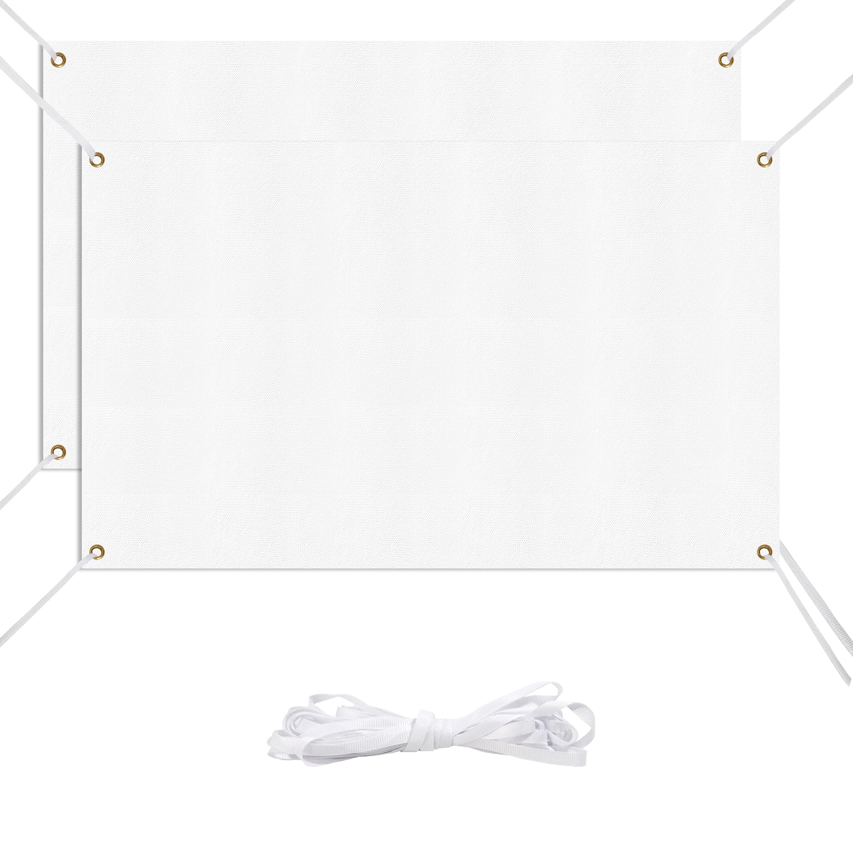 Large Banners and Signs Blank Polyester Oxford Cloth 2 Pcs 4 x 6 Feet White Banner With Hanging Rope For Wall Sign DIY Painting Writing Banner For Indoor Wall Outdoor Business Office