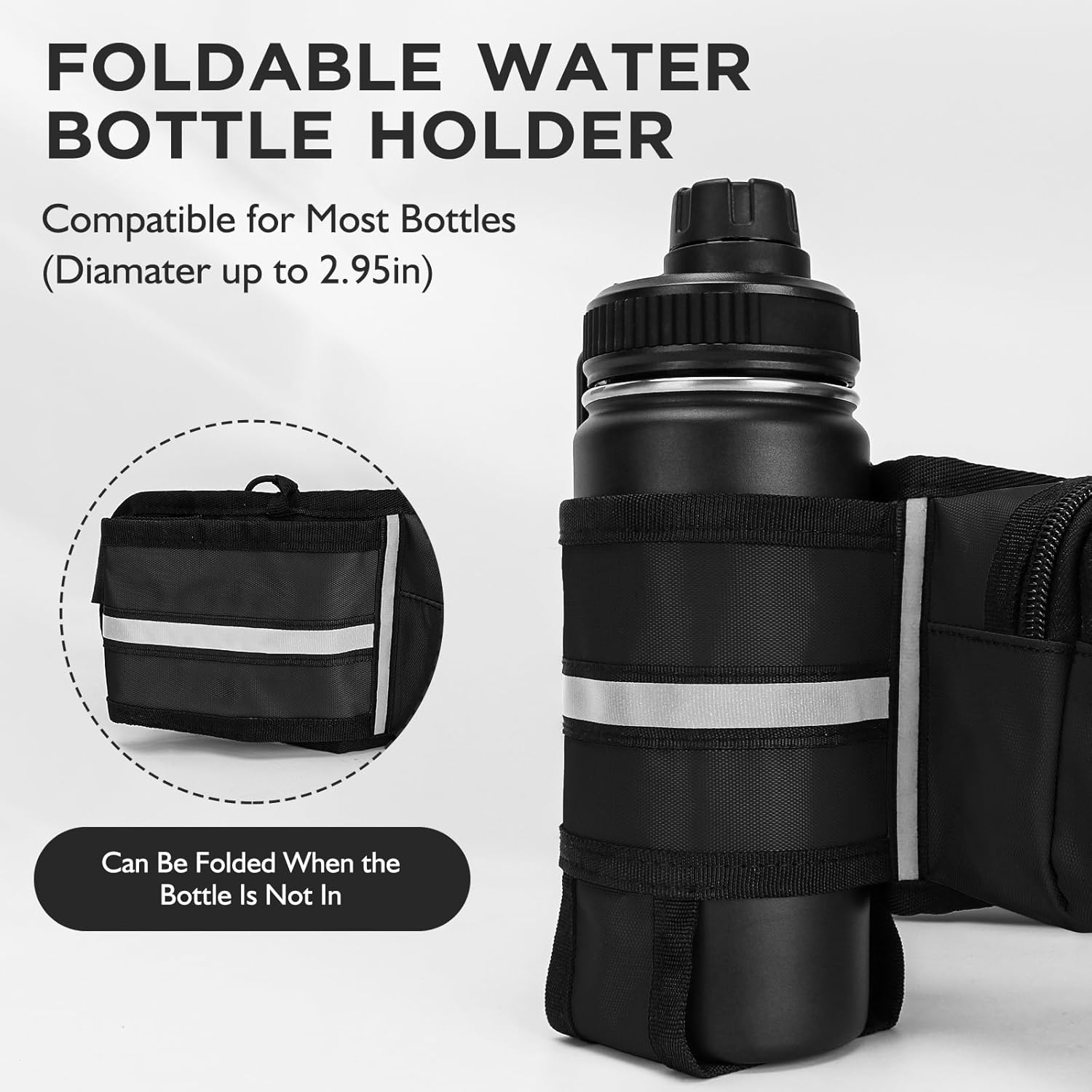 Fanny Pack for Women Men with Water Bottle Holder,Waist Bag for Hiking,Travel,Running,Dog Walking,Workout,Cycling (Black) - Image 2