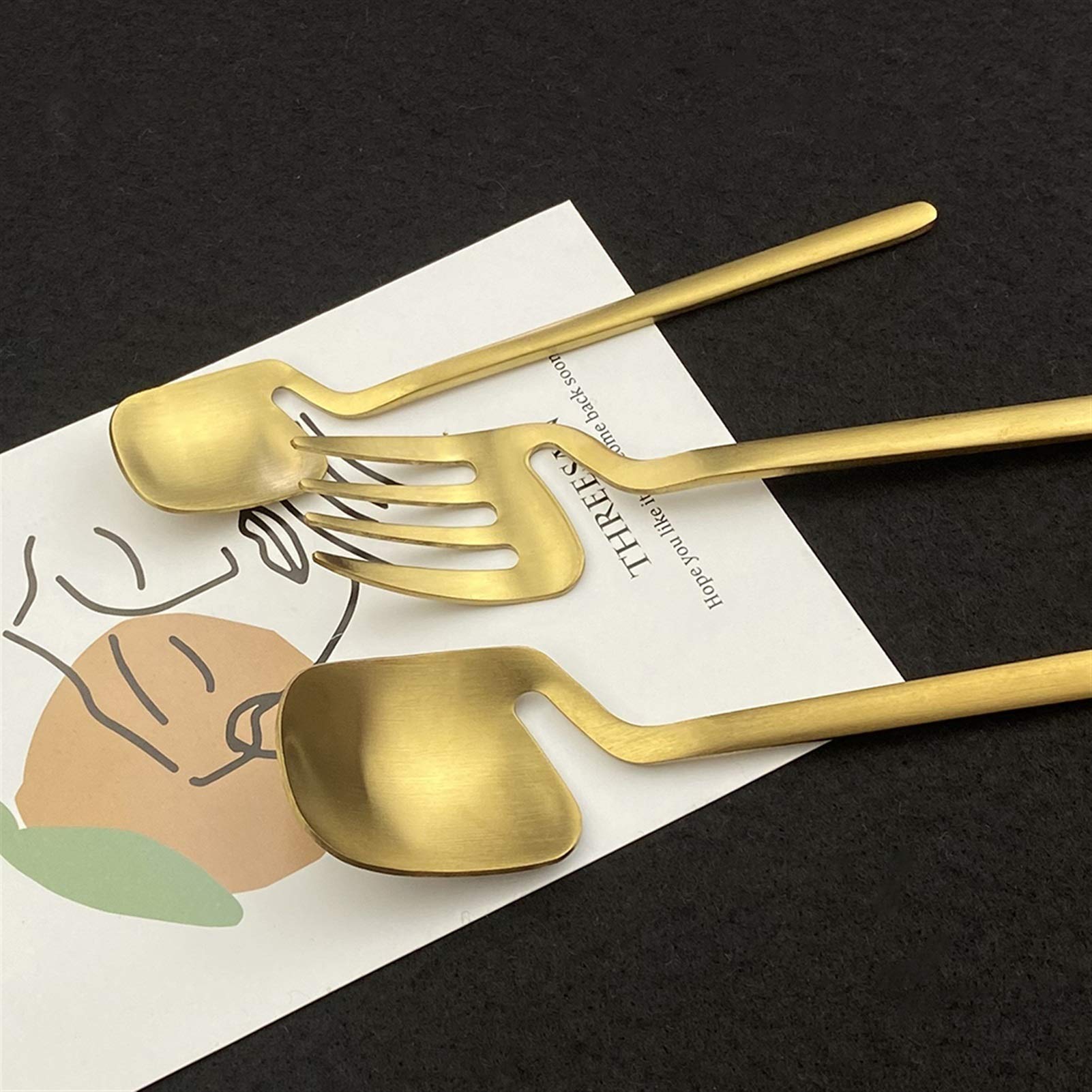 24 stücke Schwarz Matte Besteck Set 304 Edelstahl Geschirr Set Messer Gabel Spoon Abendessen Set Küche Wohnwaren Geschirr Set essgeschirr (Color : Rose)