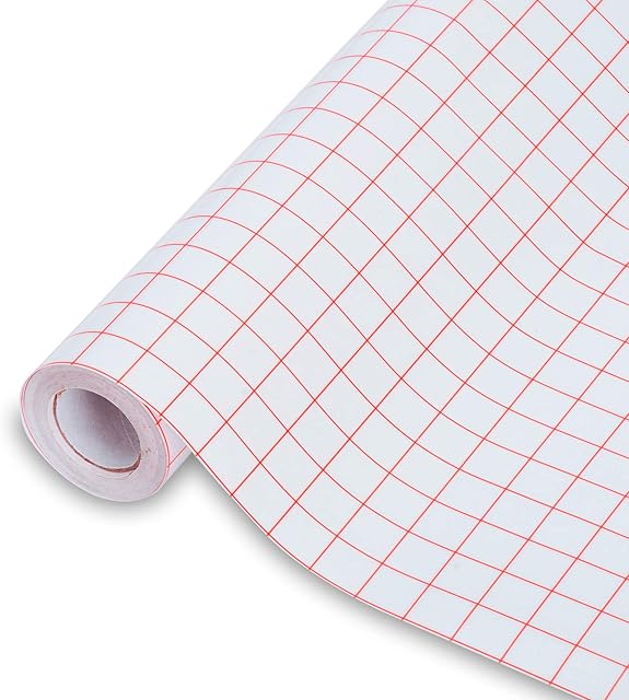 Pobuu Transfer Tape Paper for Vinyl - 12" x 16.5 Ft Medium Tack Clear Vinyl Transfer Tape Roll w/Alignment Grid for Silhouette Cameo Self Adhesive Vinyl for Decals Signs Walls Windows