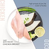 Vista 2 de ASMPET Golosinas masticables para perros, palitos de bacalao envueltos en pollo, sin cuero crudo y sin granos, para recompensas de entrenamiento