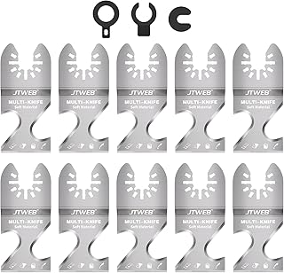 JTWEB Oscillating Multi Tool Hook Knife Blade Scraper, 10PCS Asphalt Shingle Cutter Tool for Cutting Soft Materials, Roofing Shingles, PVC Carpet, Cardboard, Multitool Saw Blades Kit for Bosch