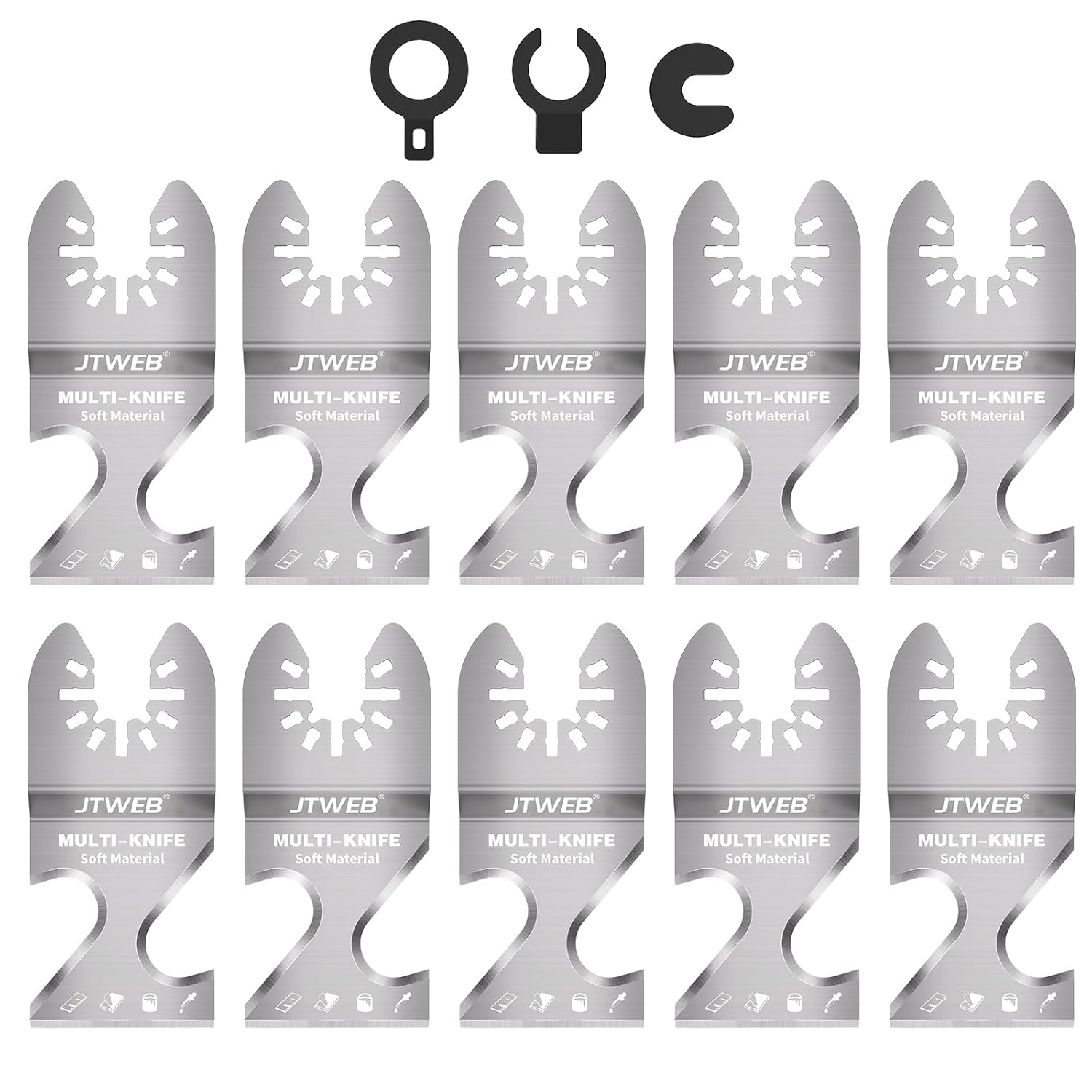 JTWEB Oscillating Multi Tool Hook Knife Blade Scraper, 10PCS Asphalt Shingle Cutter Tool for