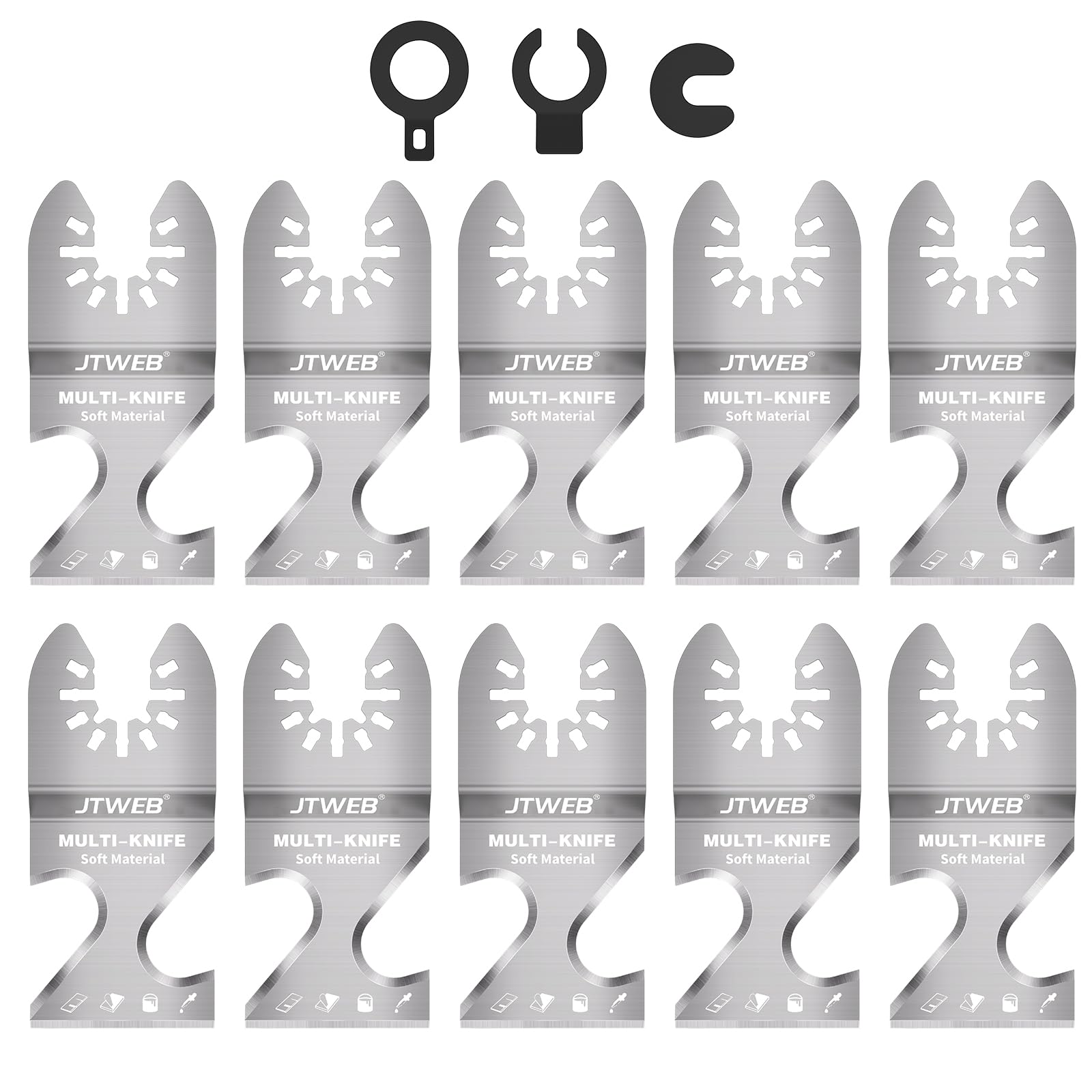 JTWEB Oscillating Multi Tool Hook Knife Blade Scraper, 10PCS Asphalt Shingle Cutter Tool for Cutting Soft Materials, Roofing Shingles, PVC Carpet,