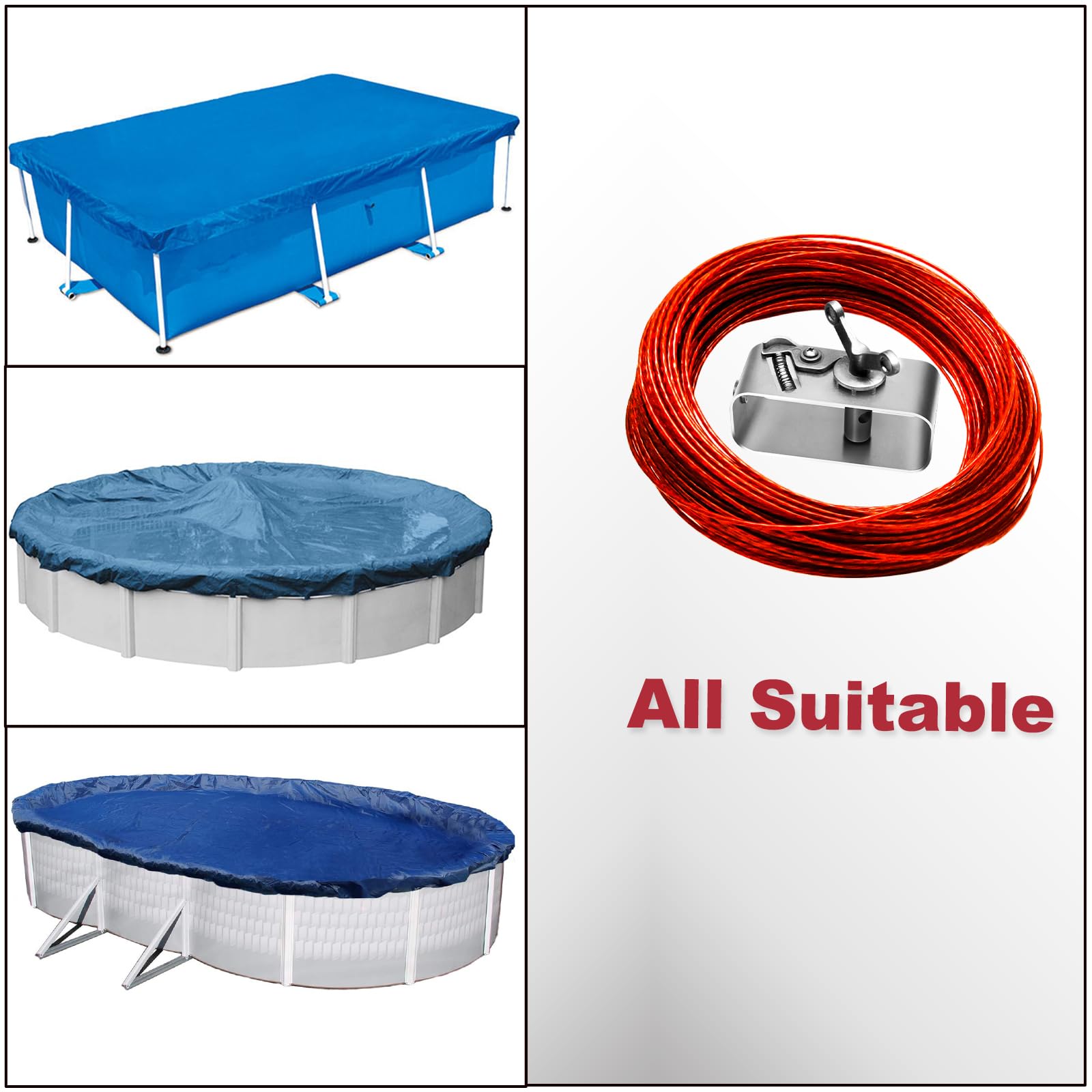 Snapklik.com : DIRAEEN Upgraded 2024 Pool Cover Cable131CW 131-Feet ...