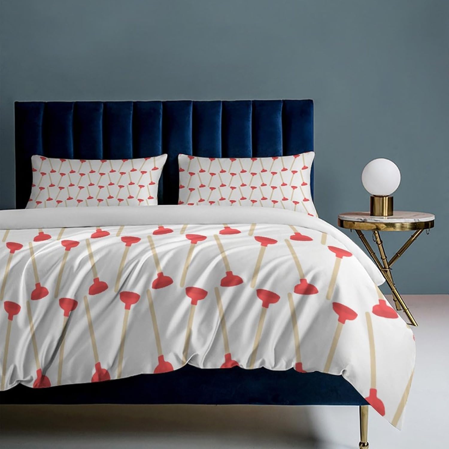 Toilet Plunger Thickened Bedding Three Piece Set, Including Duvet Cover and Pillowcase 79"x90"