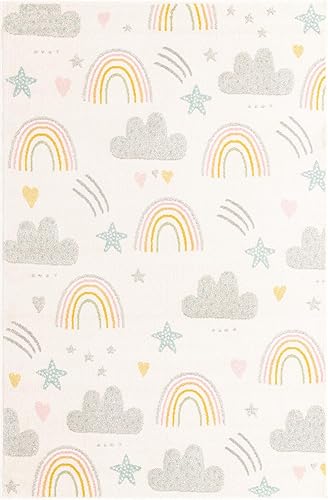 Miniatura 2 de Unique Loom Whimsy Collection - Alfombra rectangular de 5 pies 3 pulgadas x 8 pies 0 pulgadas, marfilazul claro