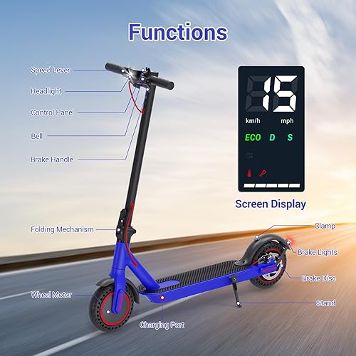 Miniatura 8 de Patinete eléctrico para adultos, velocidad máxima de 15.5 Mph alimentado por motor de 350 W, hasta 18.6 millas de alcance plegable E-Scooter para