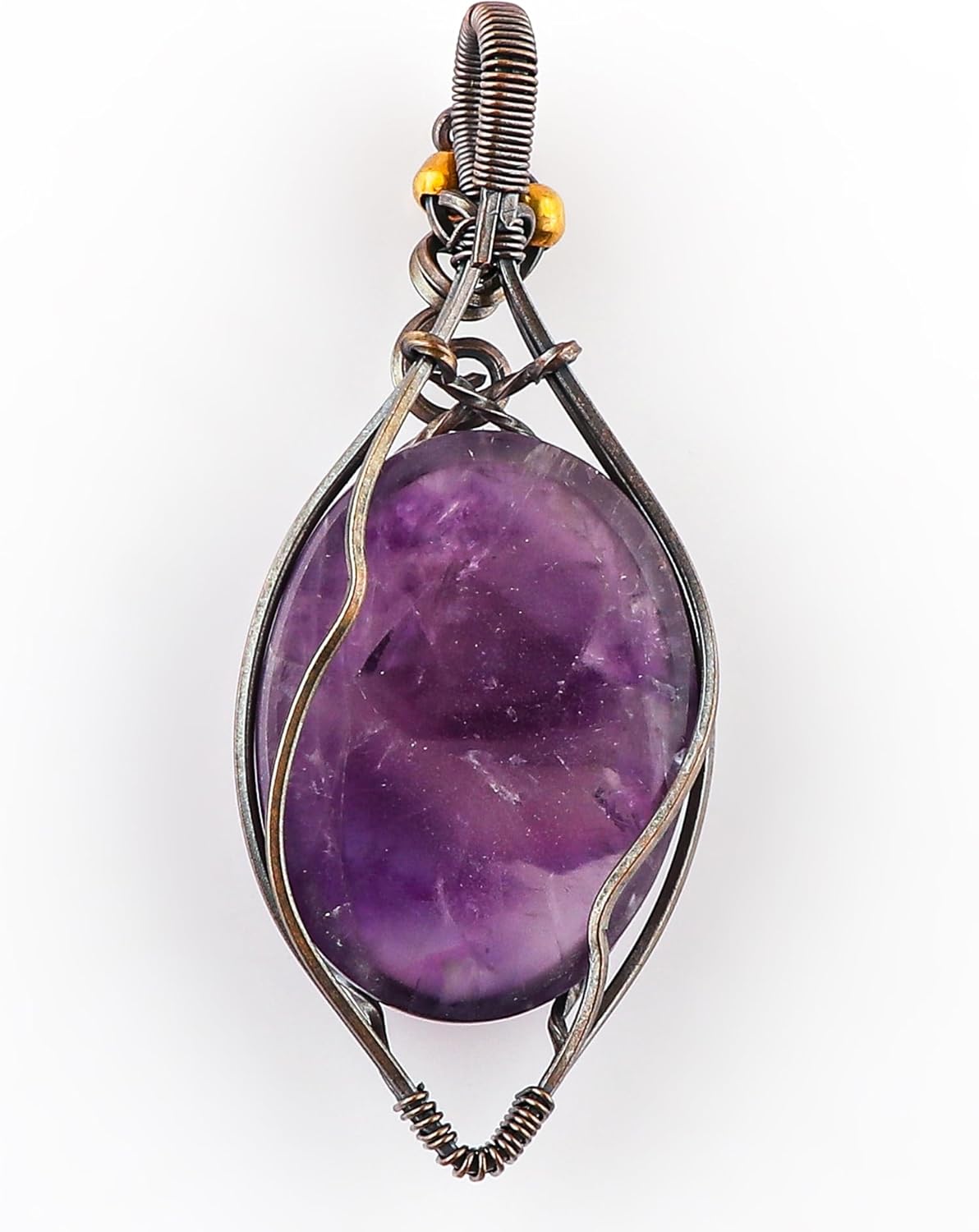 Amethyst Wire Wrapped Pendant, Trapache Amethyst Gemstone, Plain Cabochon, Healing and Crystals, Copper Wire Woven Fashion Jewelry for Men & Women - Image 5