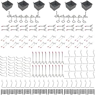 TORACK 184PCS Pegboard Hooks Assortment, Pegboard Accessories Organizer kit with Pegboard Bins, Peg Locks, Metal Hooks for Pegboard Storage System