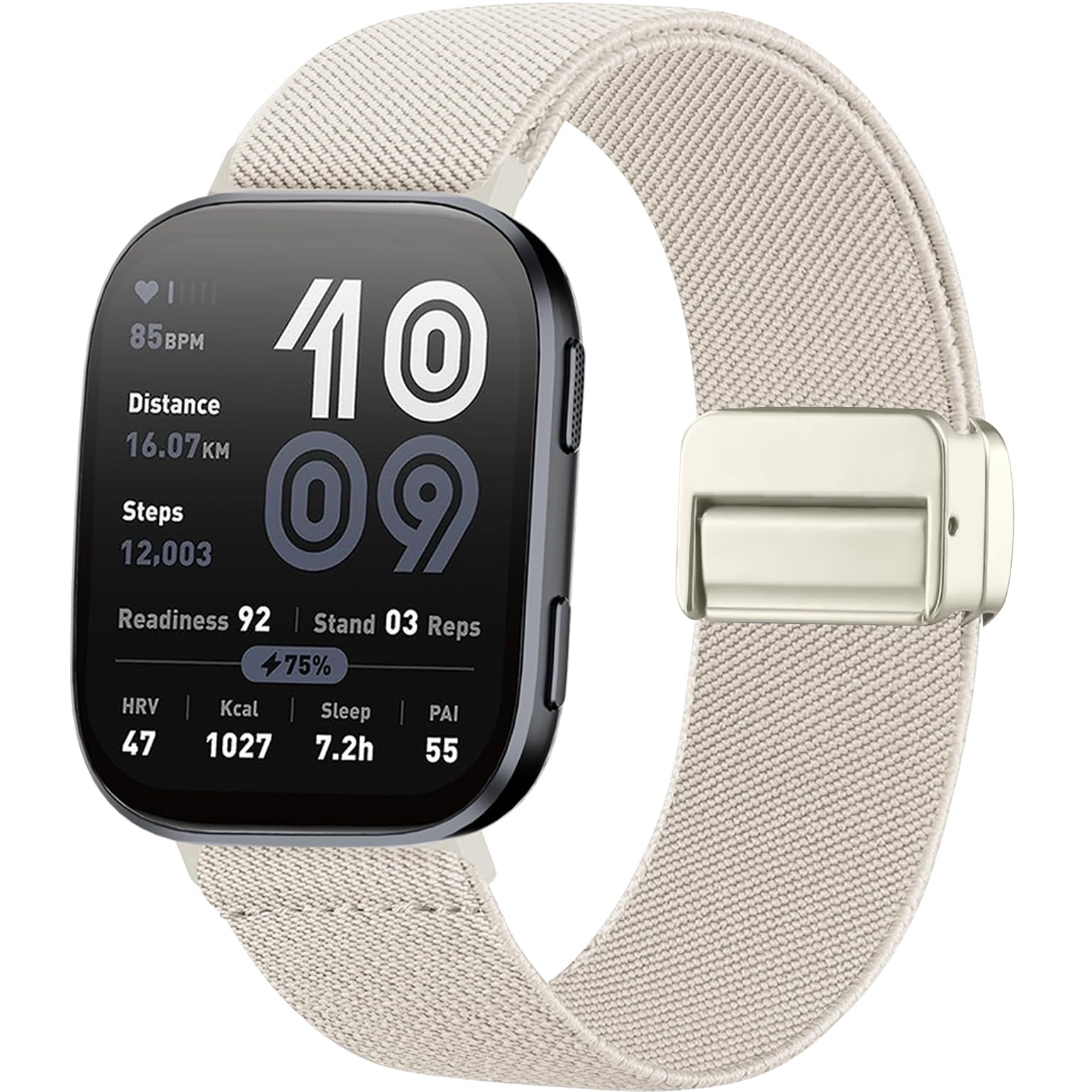 Oanux 22mm Magnetic Stretchy Nylon Compatible with Amazfit Bip 6/Bip 5 Watch Band, Elastic Soft Sport Strap Replacement for Amazfit Helio/Balance 2/