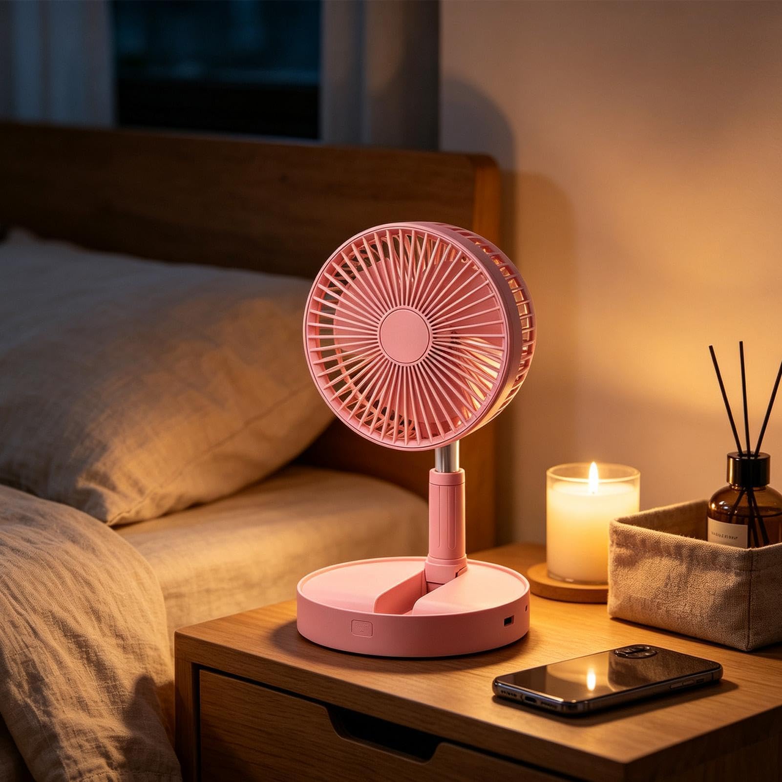 Ventilatore piantana portatile Soffiatore Oscillante Inclinabile A 185° | Ventilatore Da Tavolo Pieghevole Silenzioso Per Campeggio Viaggio Tenda Cucina Ufficio Camera