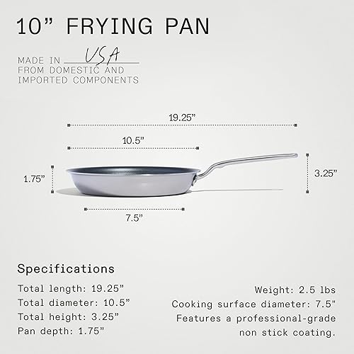 Miniatura 5 de Made In Utensilios de cocina ProCoat - Sartén antiadherente de 10 pulgadas (grafito) - Antiadherente de 5 capas de acero inoxidable - Utensilios de