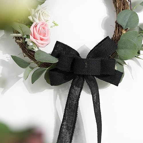 Miniatura 3 de JaoZuyard Cinta de arpillera negra de 2 pulgadas x continua de 10 yardas, cinta tejida de arpillera natural hecha a mano, corona de producción de