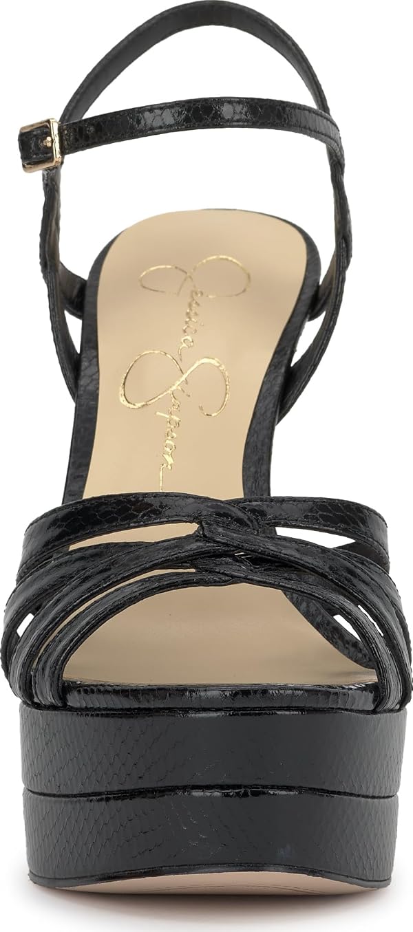 Jessica Simpson Womens, Itzari Double Platform Heeled Sandals, Black, 6.5, Medium by Jessica Simpson - Image 2