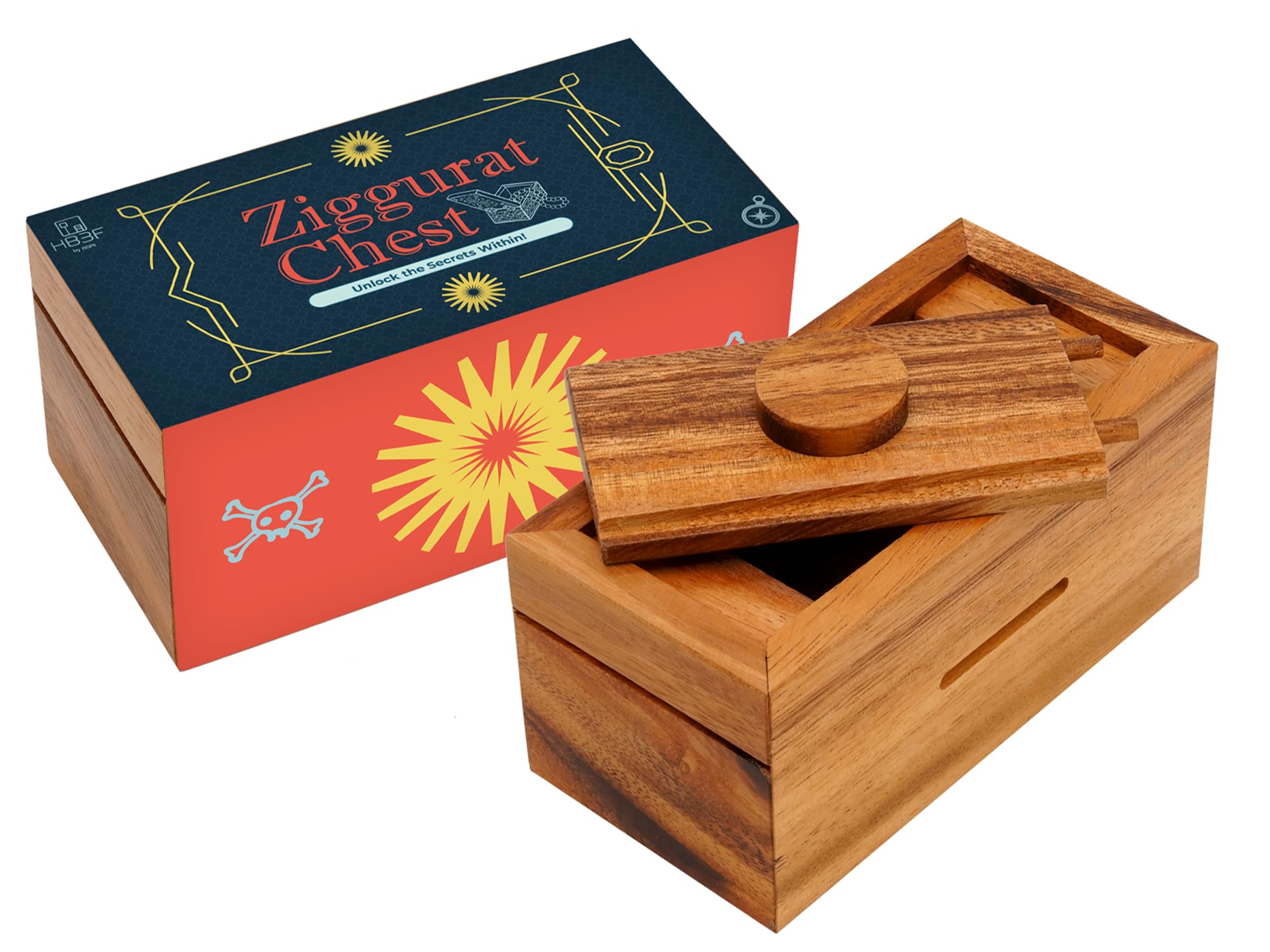 Sponsored Ad - BSIRI Ziggurat Chest Secret Box Brain Teaser Wooden Puzzle Boxes with Hidden Compartments. Ideal Mystery Money Jewelry 3D Puzzle Lock, Gift Card, and Money Puzzle
