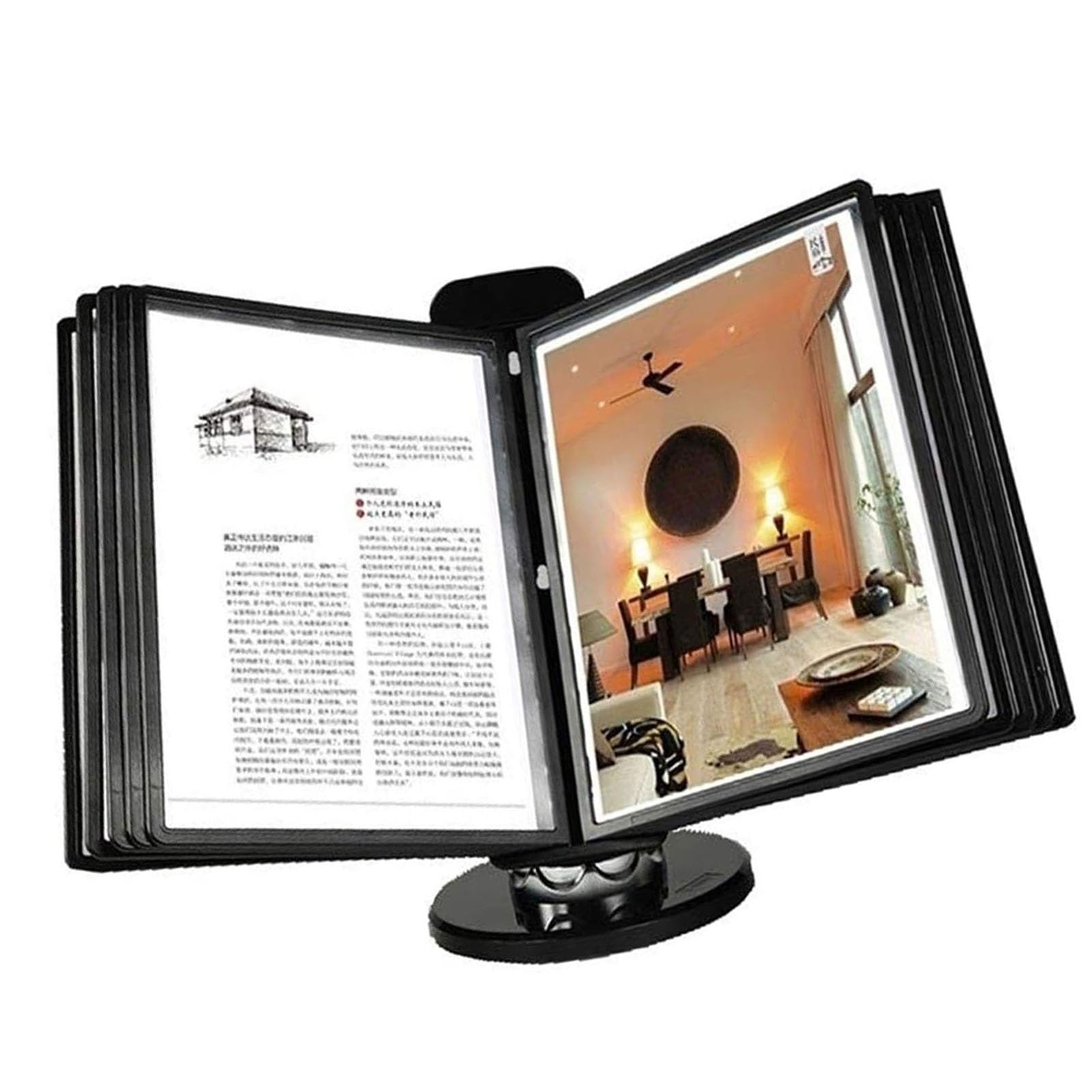 OLSKFUH Folders, Adjustable Desk Flip File Holder, 10 And 20 Display Pockets, Letter-Size, Wall Mount Reference Organizer, For Office Display And Storage A4 Documents, Black Base,size_name-20 pages