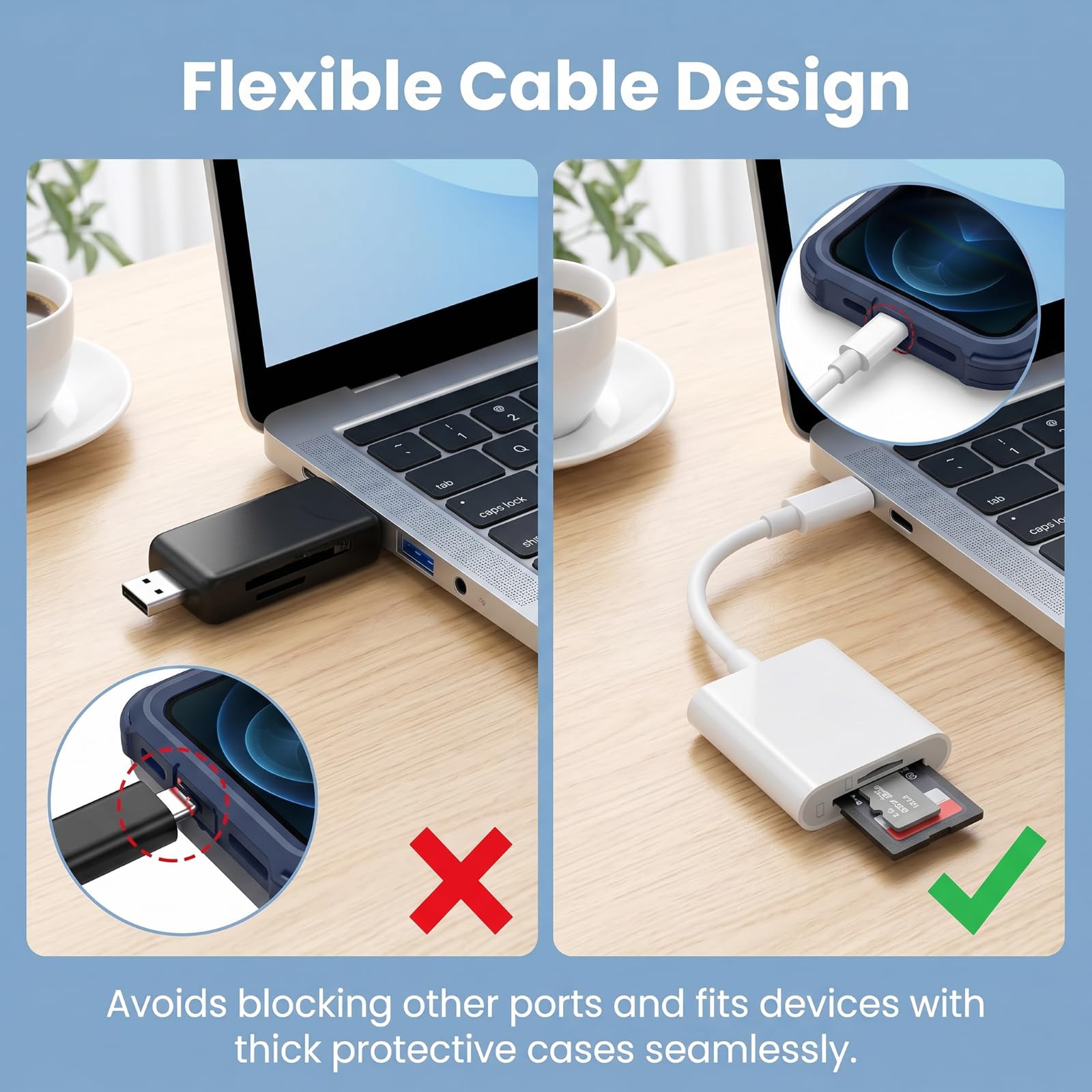 SD Kartenleser USB C, 2 in 1 Card Reader USB C Micro Card Kartenadapter Adapter für SDHC SDXC SD RS MMC Micro SDHC, Speicherkartenleser für iPhone 17 16 15 Laptop Tablet Fotografie